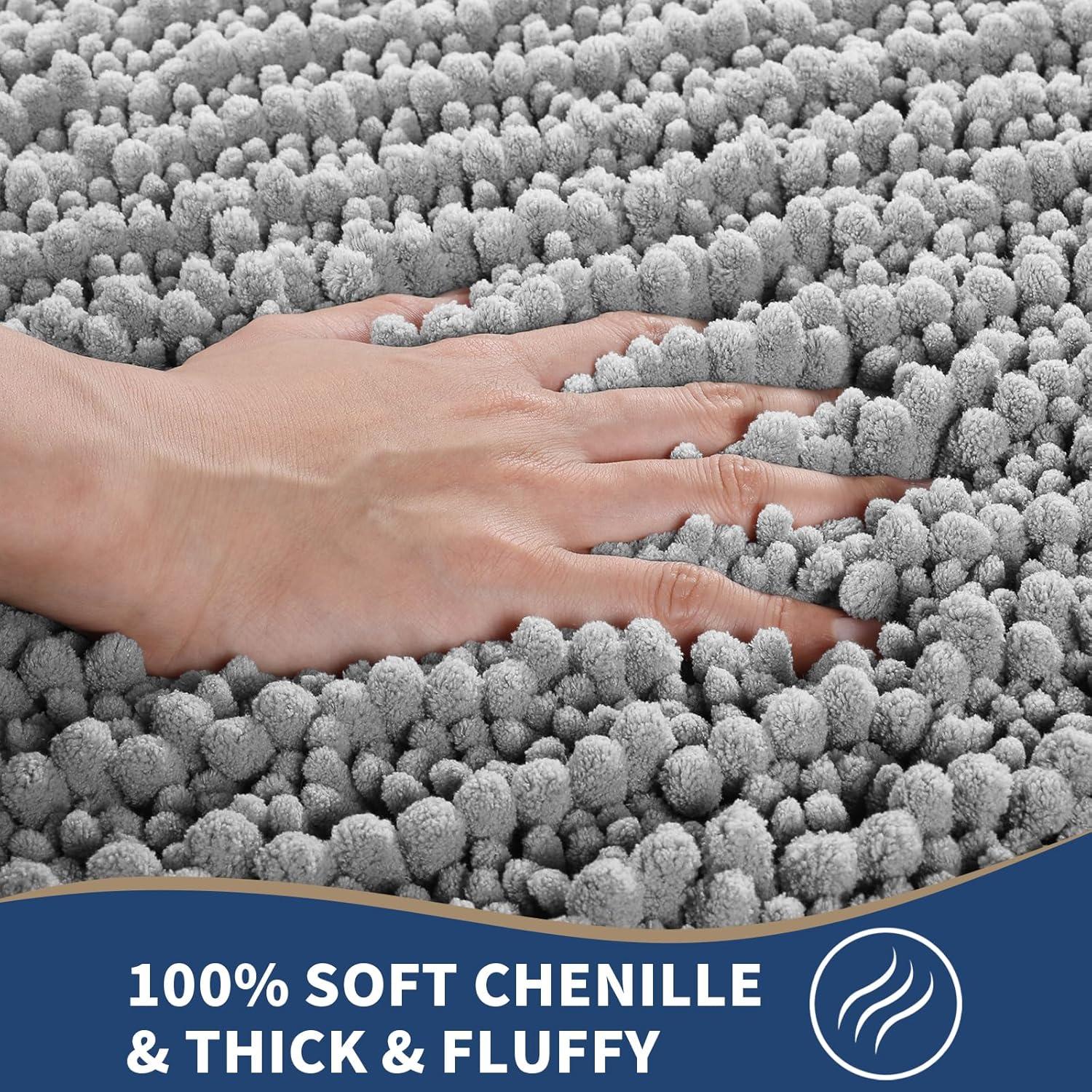 Conjunto de Alfombrillas de Baño Yimobra 2 Piezas Chenilla Gris