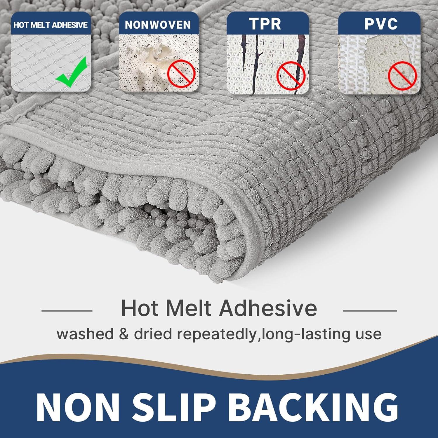 Conjunto de Alfombrillas de Baño Yimobra 2 Piezas Chenilla Gris