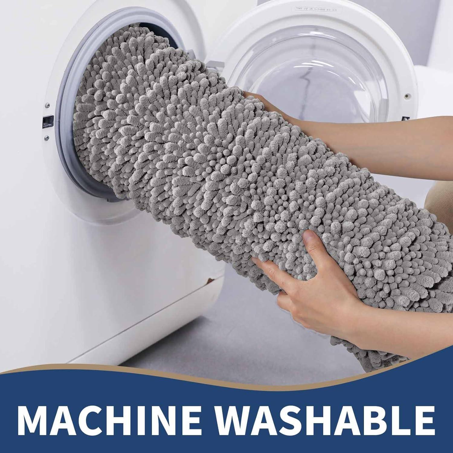 Conjunto de Alfombrillas de Baño Yimobra 2 Piezas Chenilla Gris