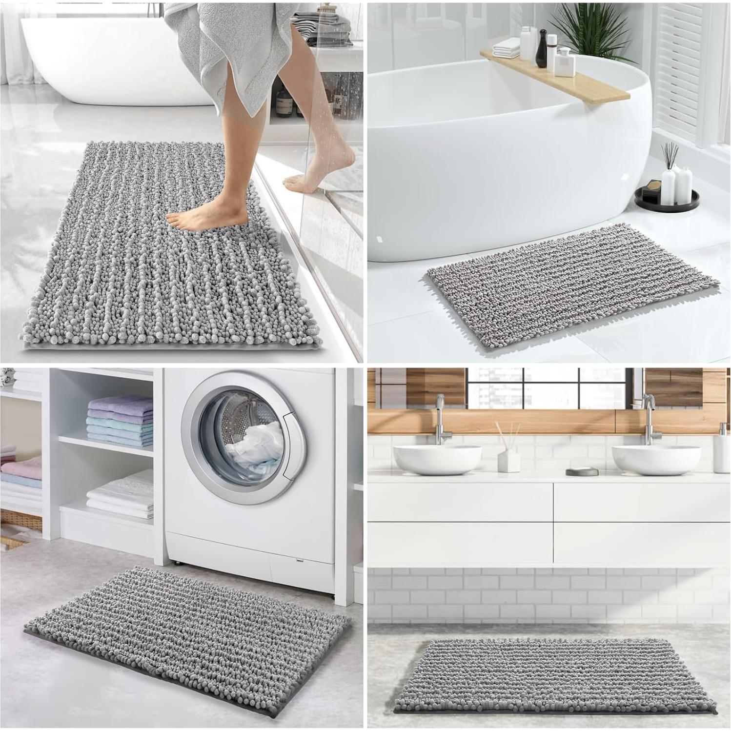 Conjunto de Alfombrillas de Baño Yimobra 2 Piezas Chenilla Gris