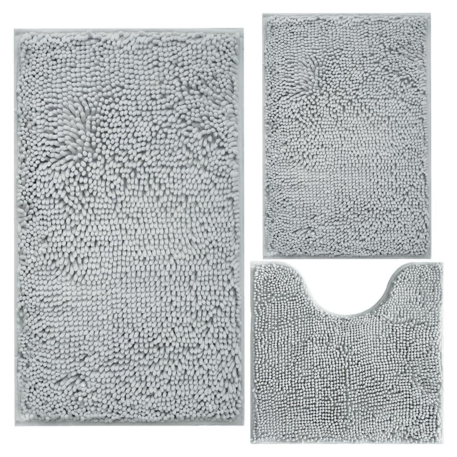 Juego de Alfombrillas de Baño BOANKODU 3 Piezas Gris Claro