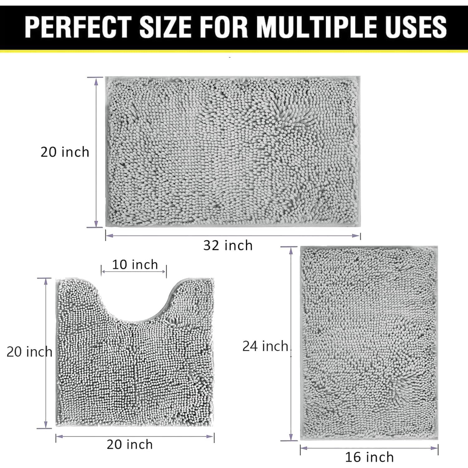 Juego de Alfombrillas de Baño BOANKODU 3 Piezas Gris Claro