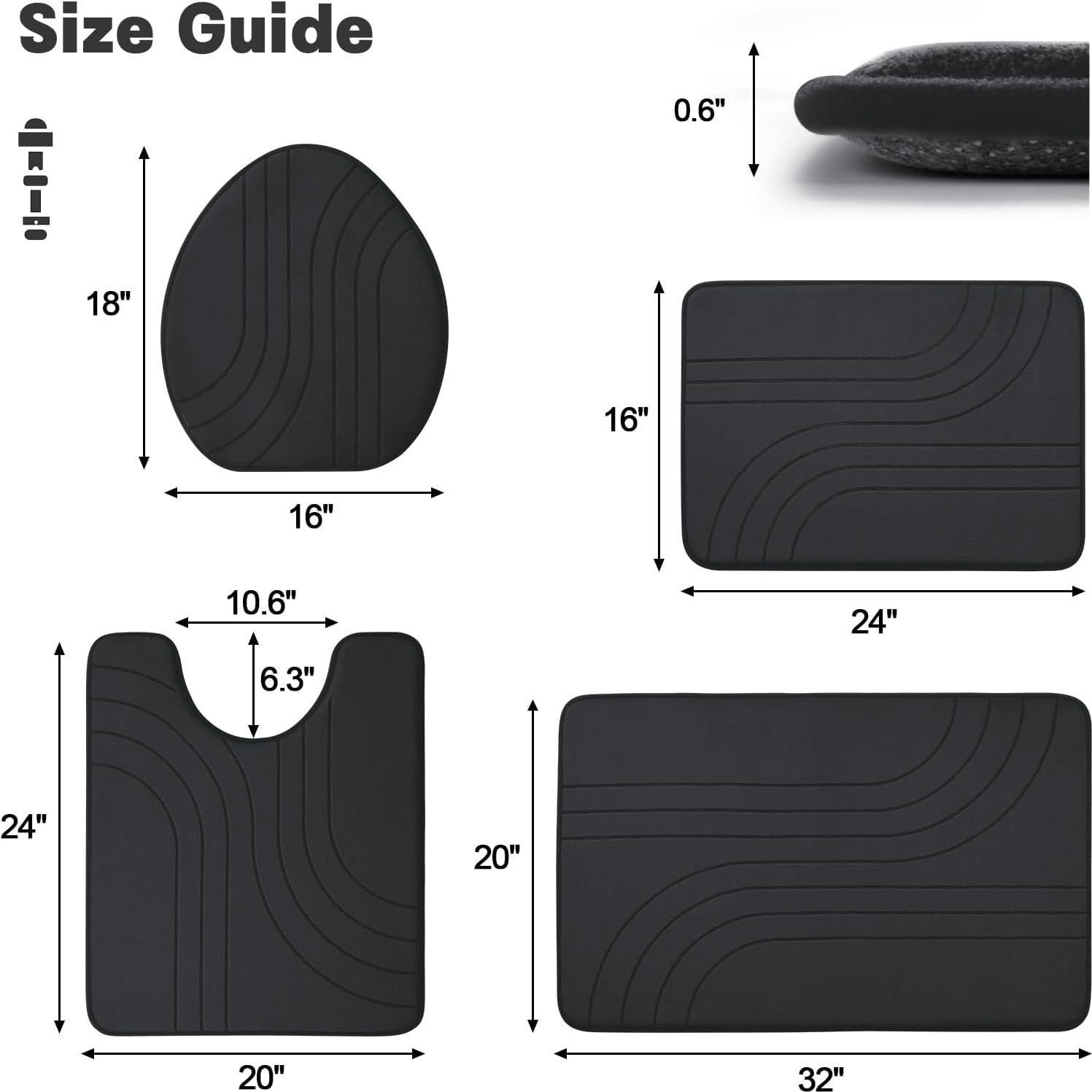 Conjunto de Alfombrillas de Baño YIHOUSE 4 Piezas Antideslizantes