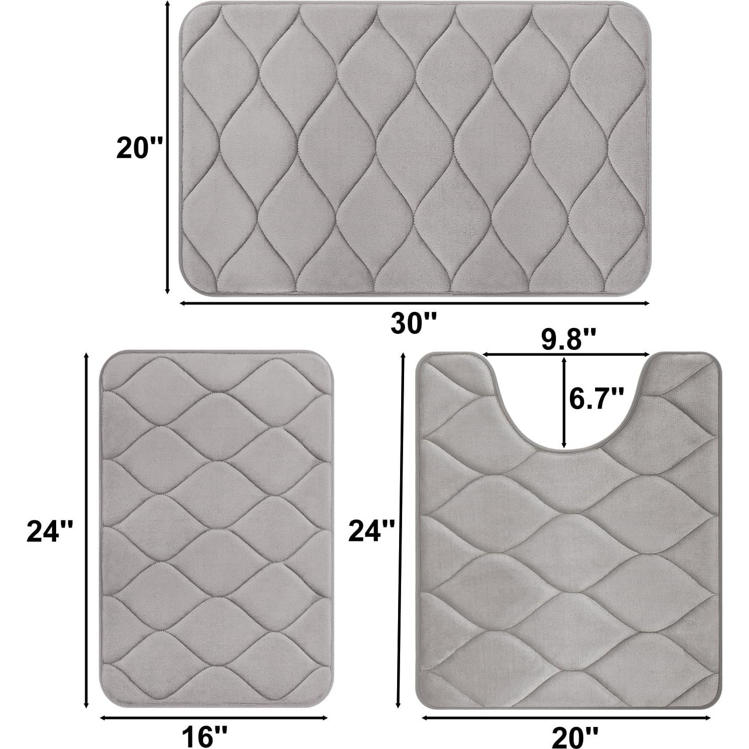 Juego de 3 Alfombrillas de Baño Colorxy - Antideslizantes y Lavables