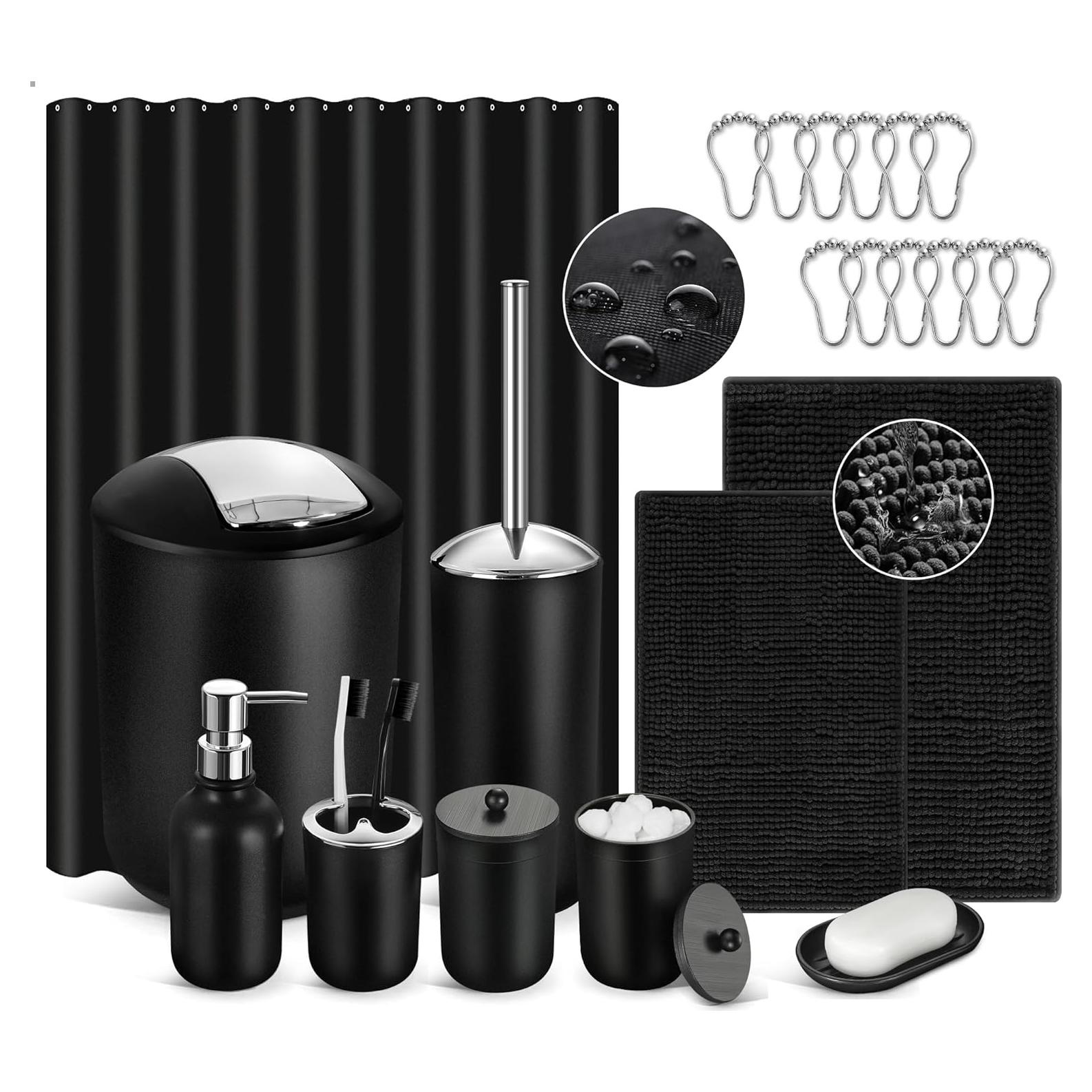 Juego de Accesorios de Baño Completo ALPIRIRAL Negro 22 Piezas
