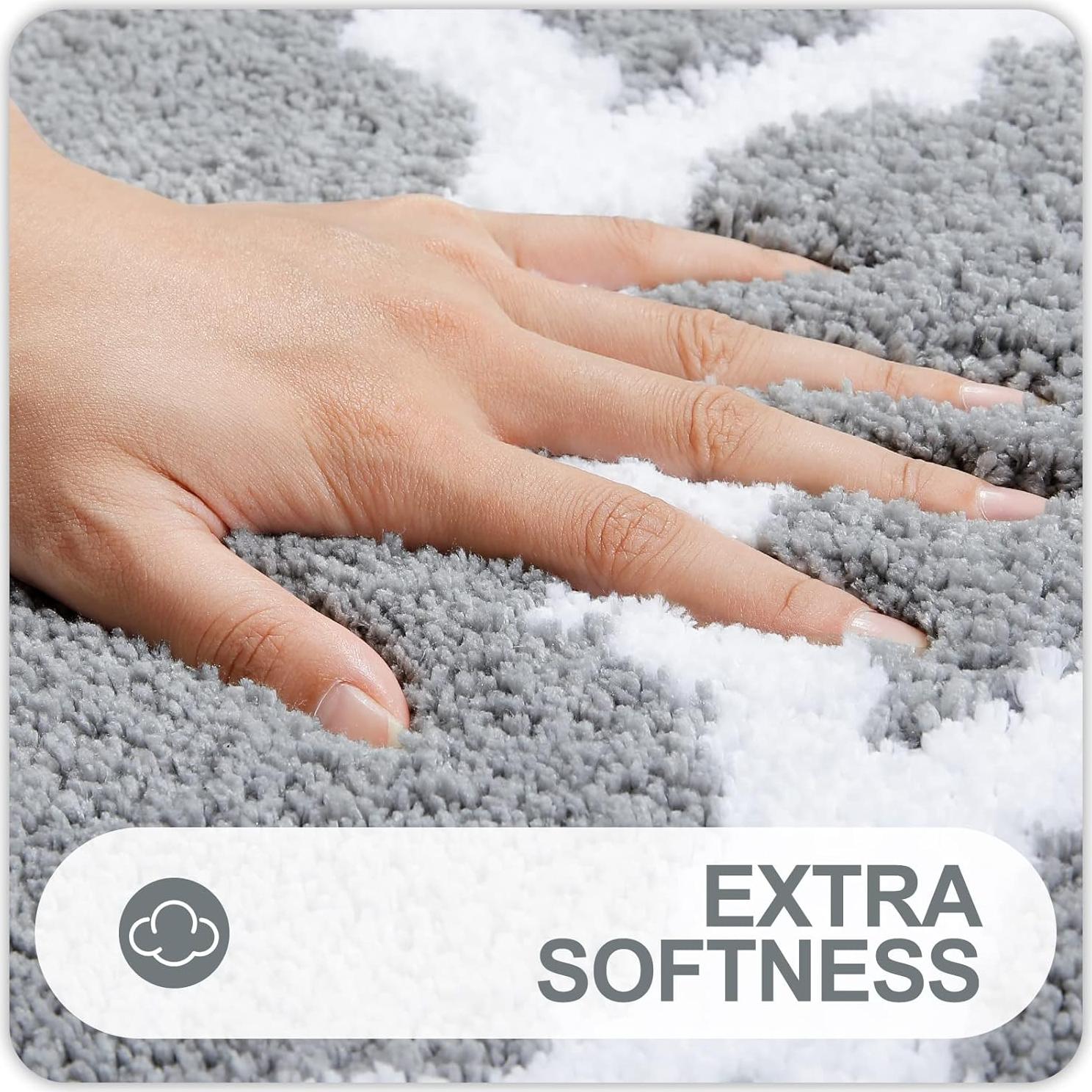Conjunto de Alfombrillas de Baño OLANLY 2 Piezas Microfibra Gris