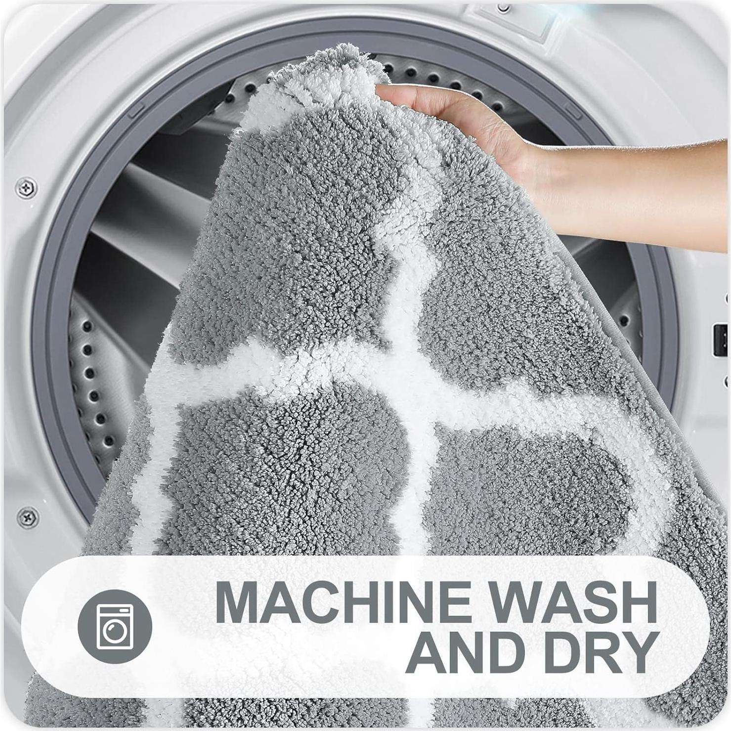 Conjunto de Alfombrillas de Baño OLANLY 2 Piezas Microfibra Gris