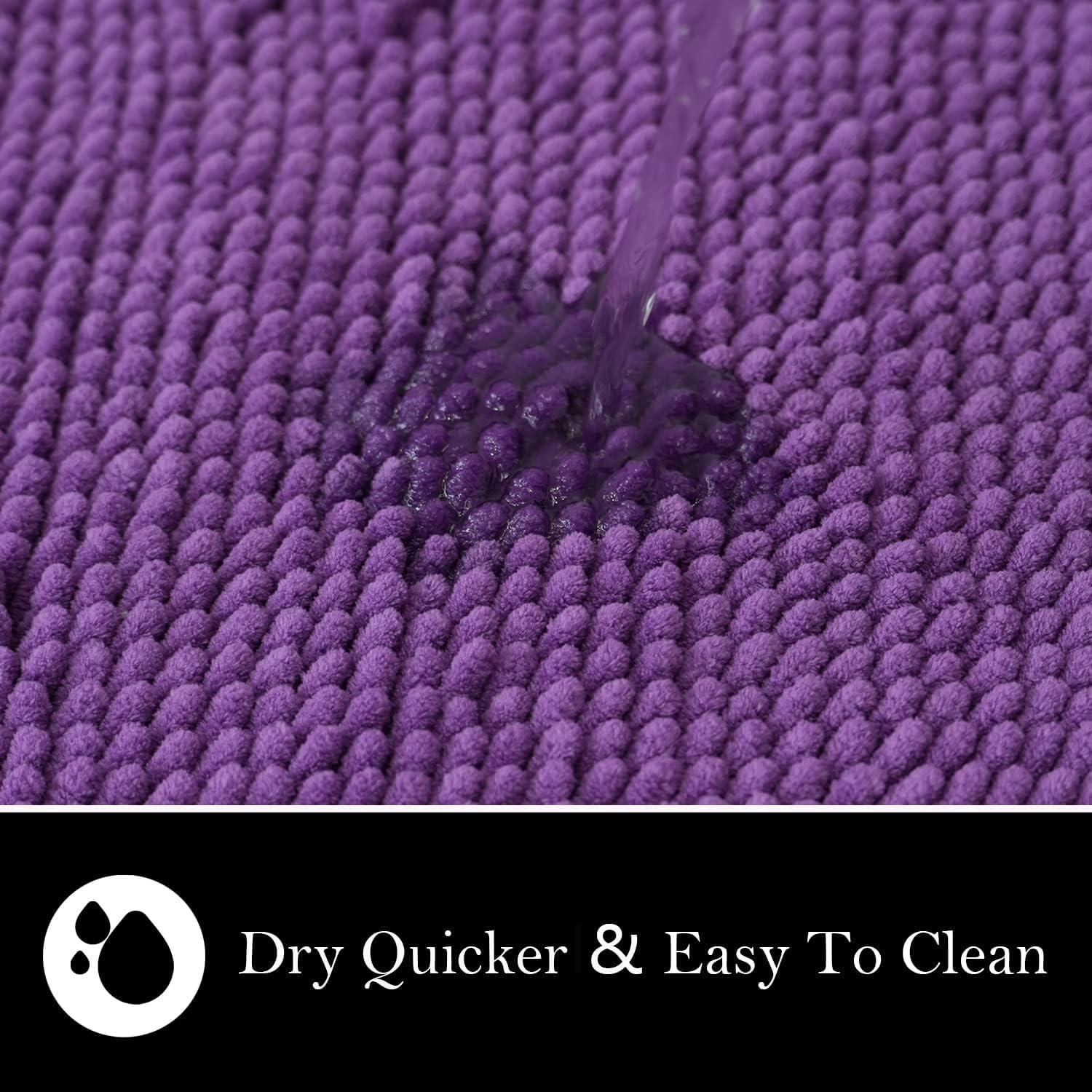 Juego de 3 Alfombrillas de Baño AINAHYVA Violeta Antideslizante