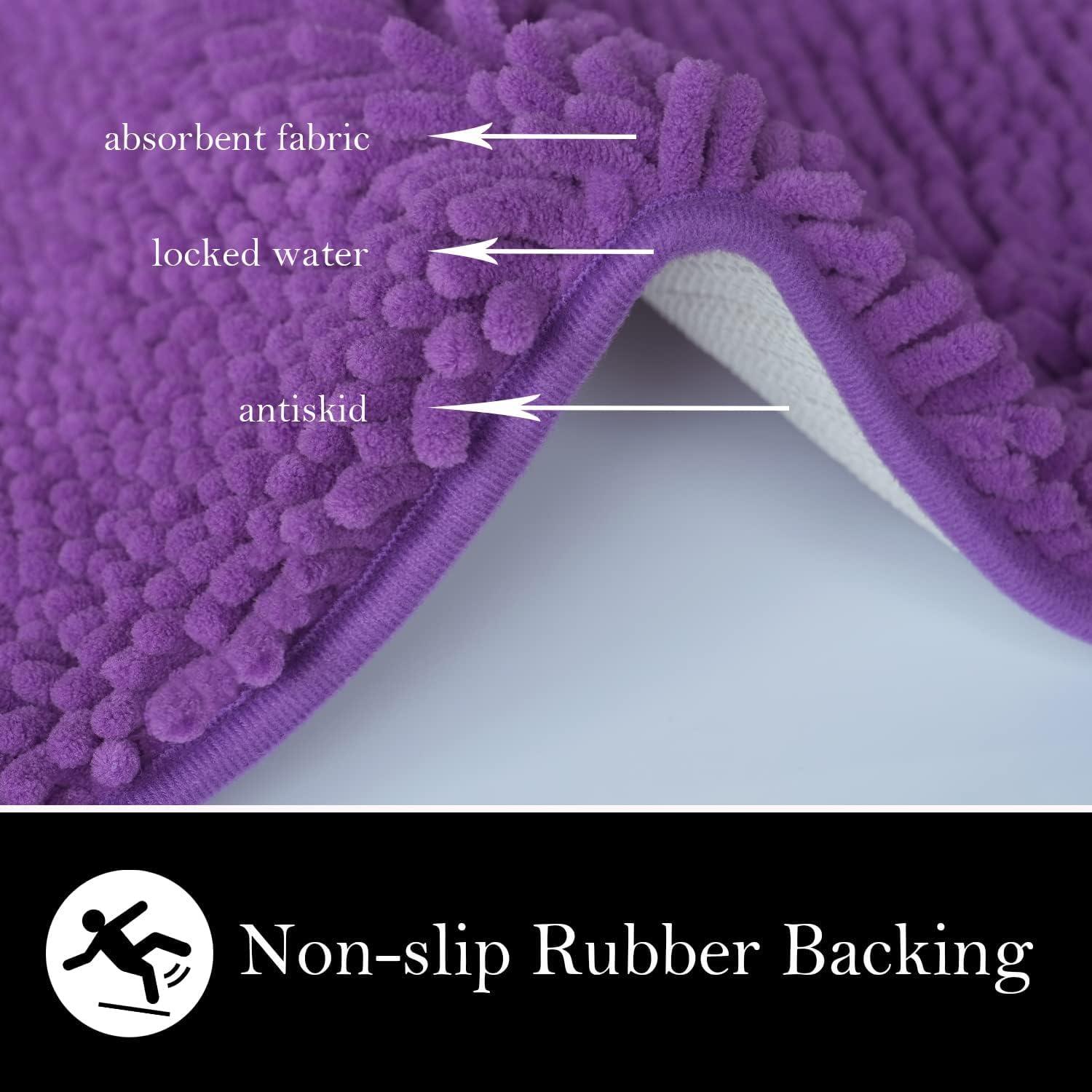 Juego de 3 Alfombrillas de Baño AINAHYVA Violeta Antideslizante