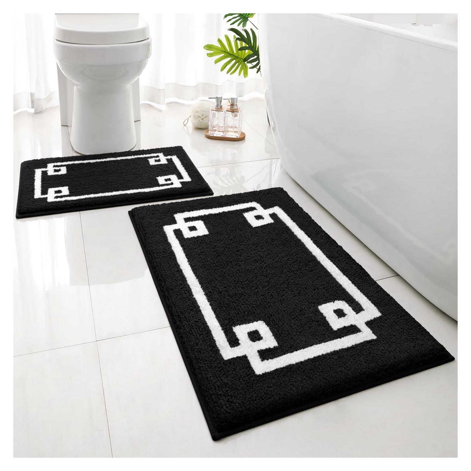 Conjunto de Alfombrillas de Baño HOMEIDEAS 2 Piezas Microfibra