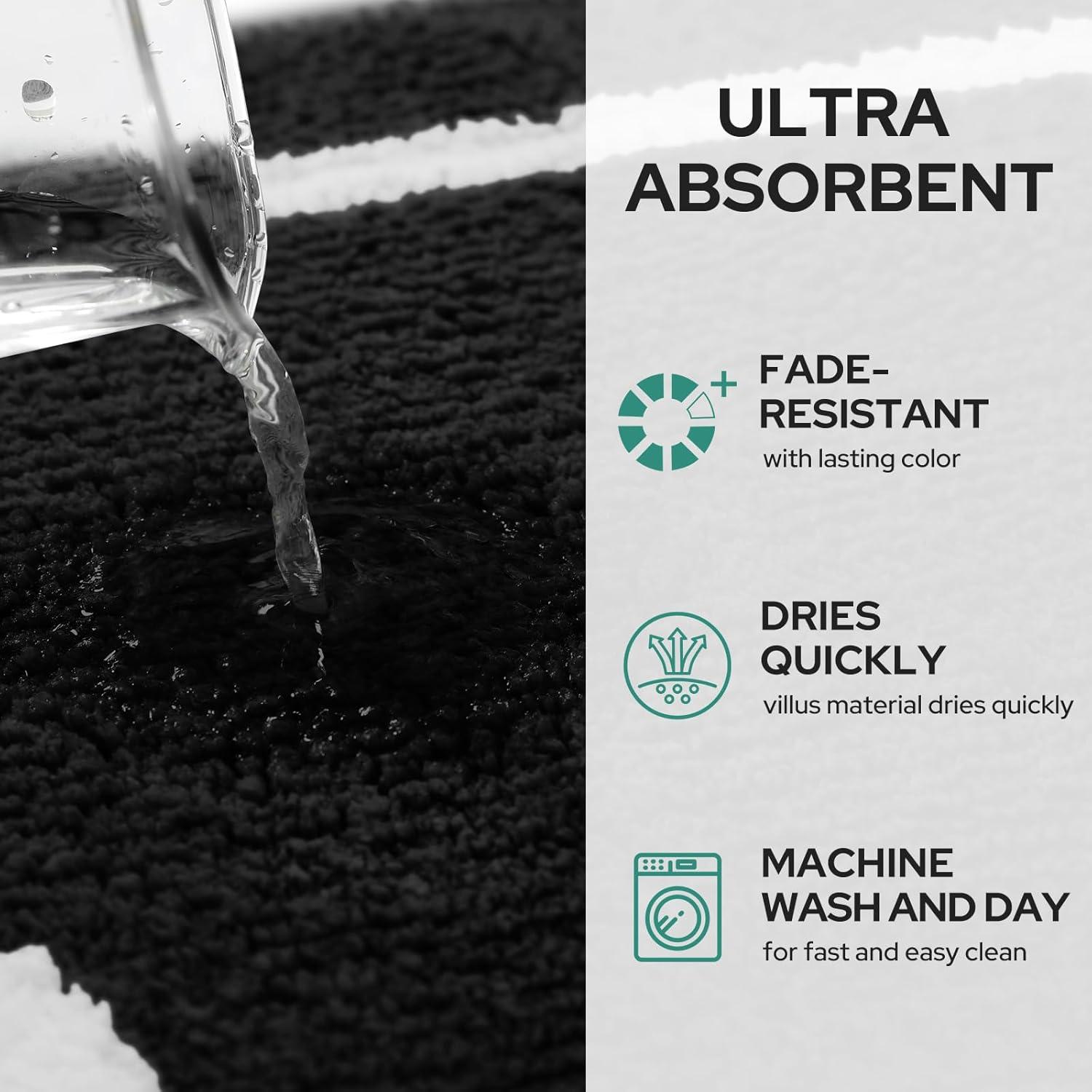 Conjunto de Alfombrillas de Baño HOMEIDEAS 2 Piezas Microfibra