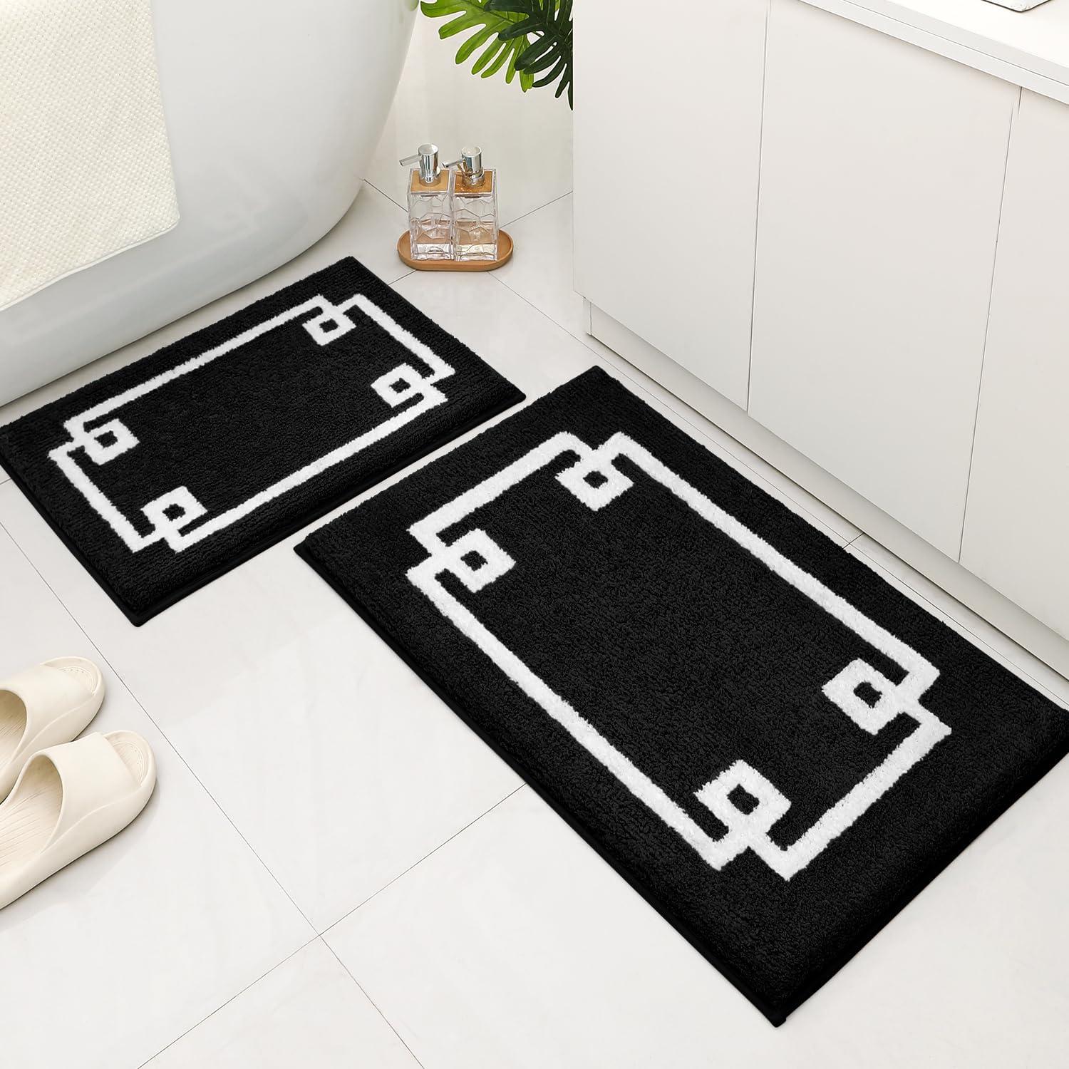 Conjunto de Alfombrillas de Baño HOMEIDEAS 2 Piezas Microfibra