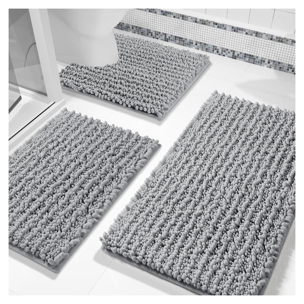 Conjunto de Alfombrillas de Baño Yimobra 3 Piezas Gris