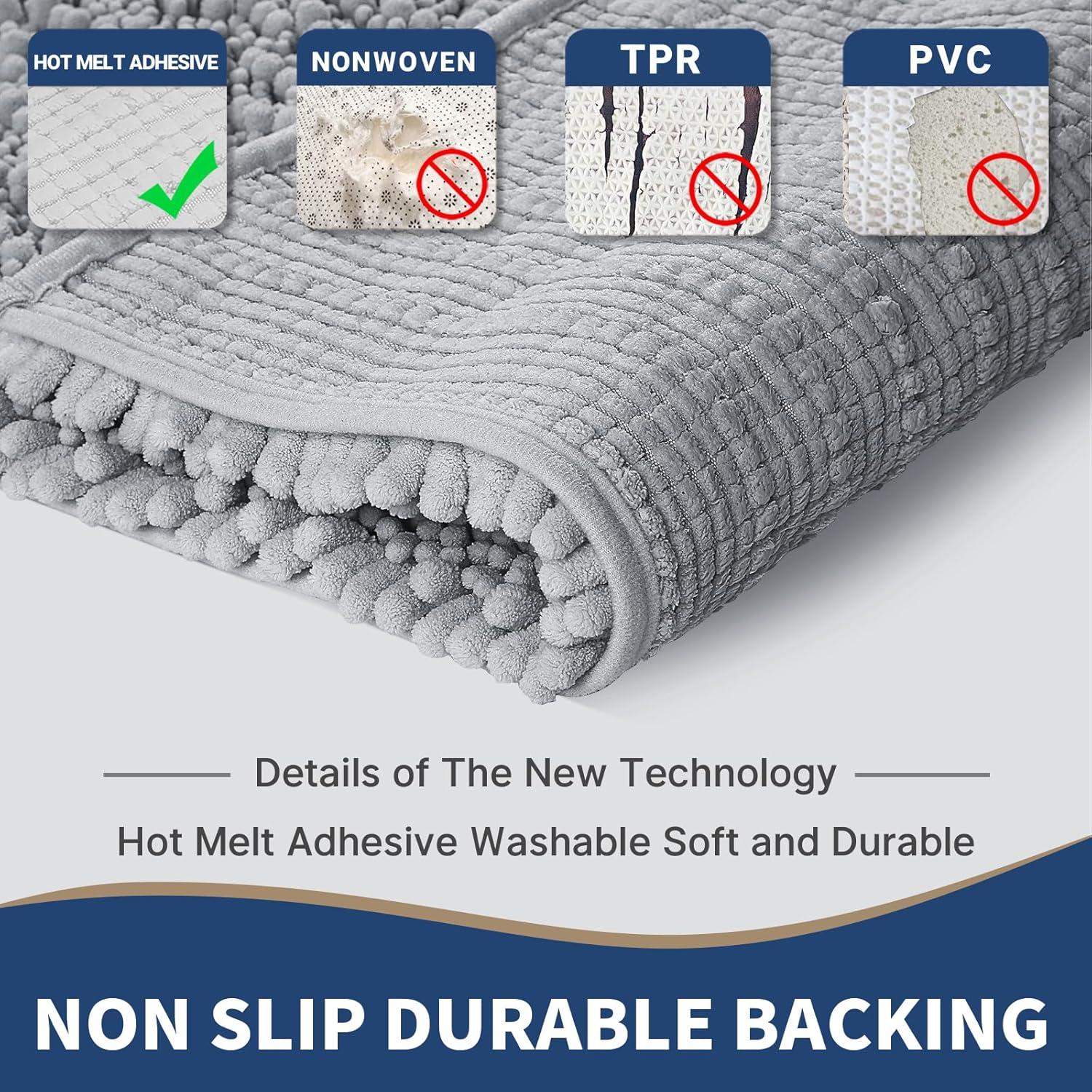 Conjunto de Alfombrillas de Baño Yimobra 3 Piezas Gris