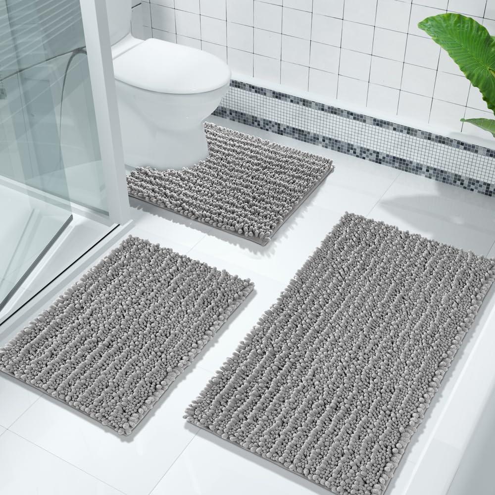 Conjunto de Alfombrillas de Baño Yimobra 3 Piezas Gris