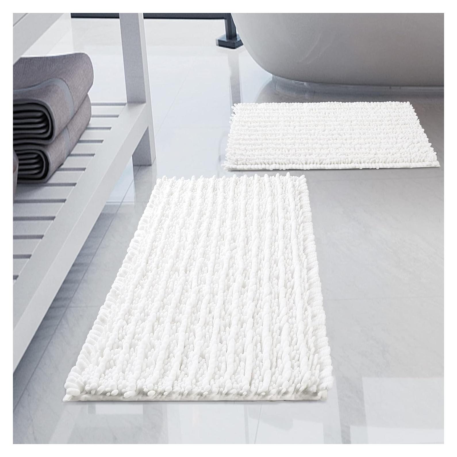 Conjunto de Alfombrillas de Baño H.VERONNEX 2 Piezas Chenille Blanco
