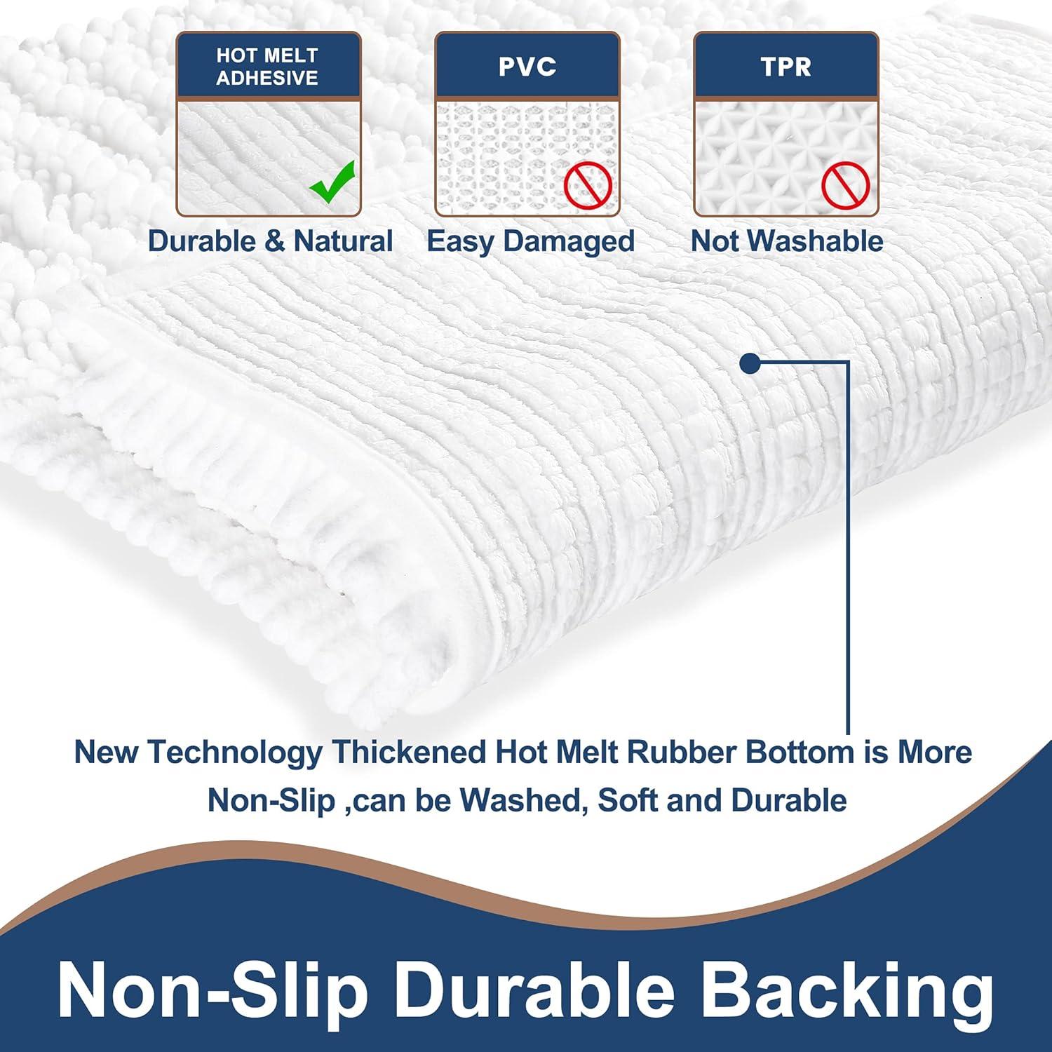 Conjunto de Alfombrillas de Baño H.VERONNEX 2 Piezas Chenille Blanco