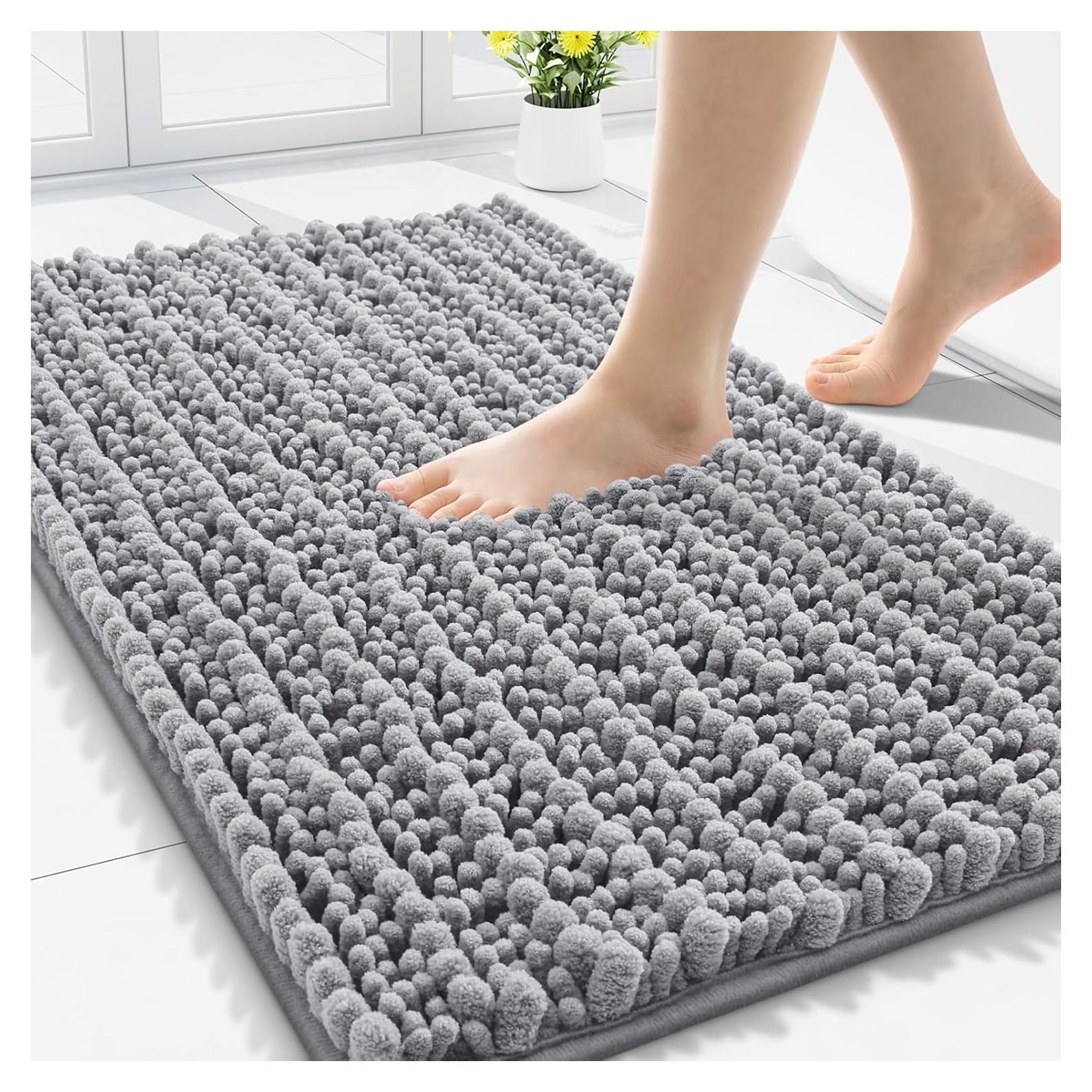 Alfombrilla de baño Smiry 76x51 cm Chenilla Gris Antideslizante