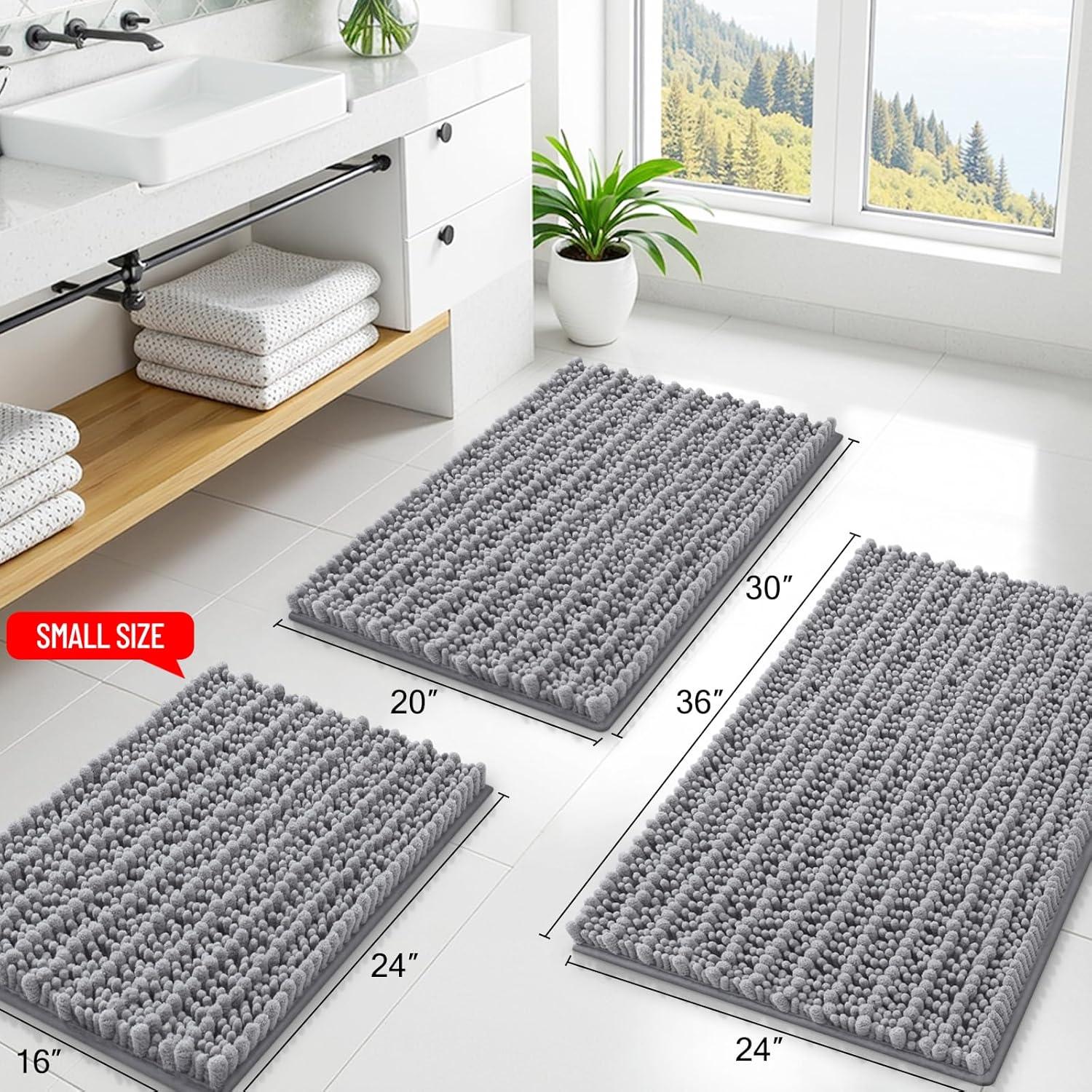 Alfombrilla de baño Smiry 76x51 cm Chenilla Gris Antideslizante