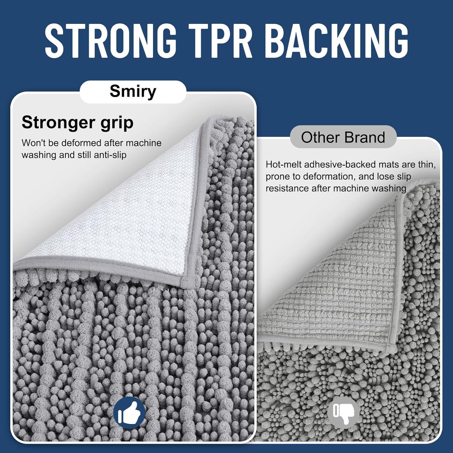 Alfombrilla de baño Smiry 76x51 cm Chenilla Gris Antideslizante