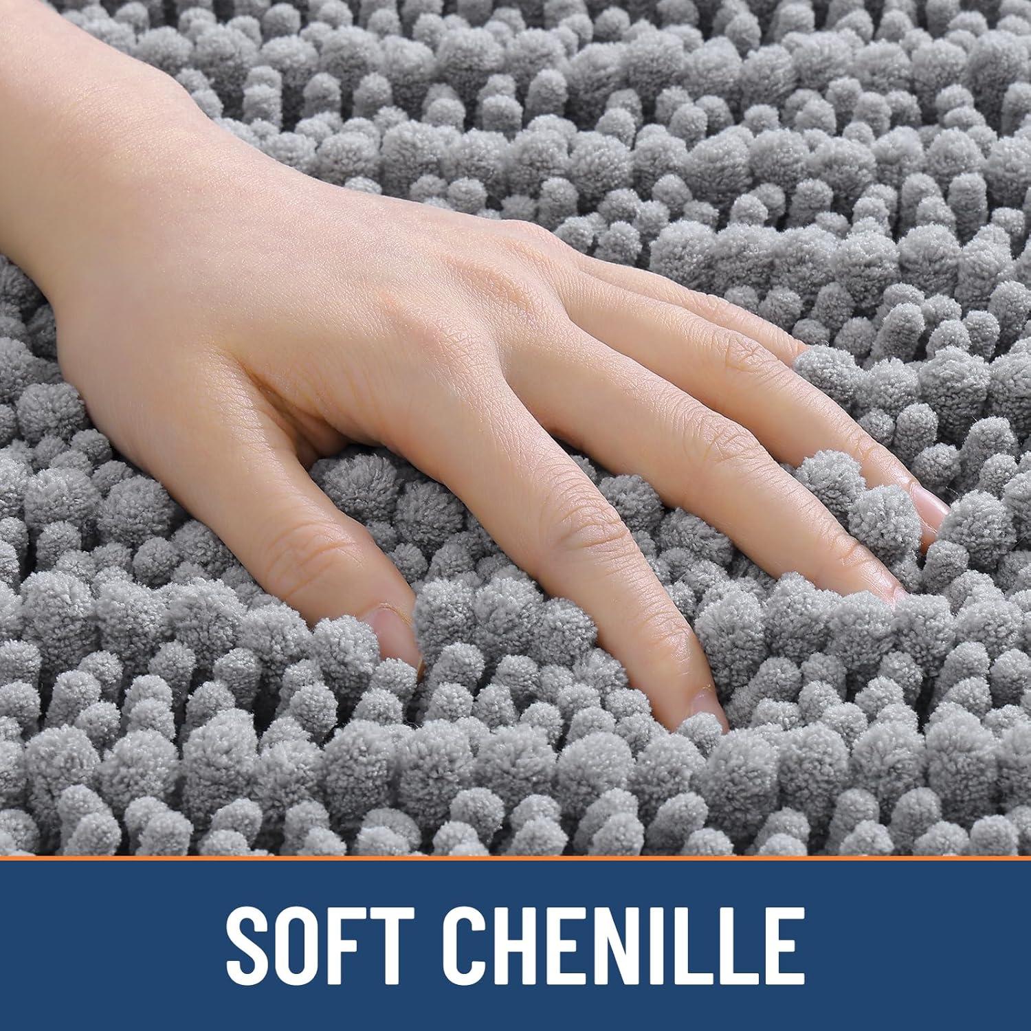 Alfombrilla de baño Smiry 76x51 cm Chenilla Gris Antideslizante