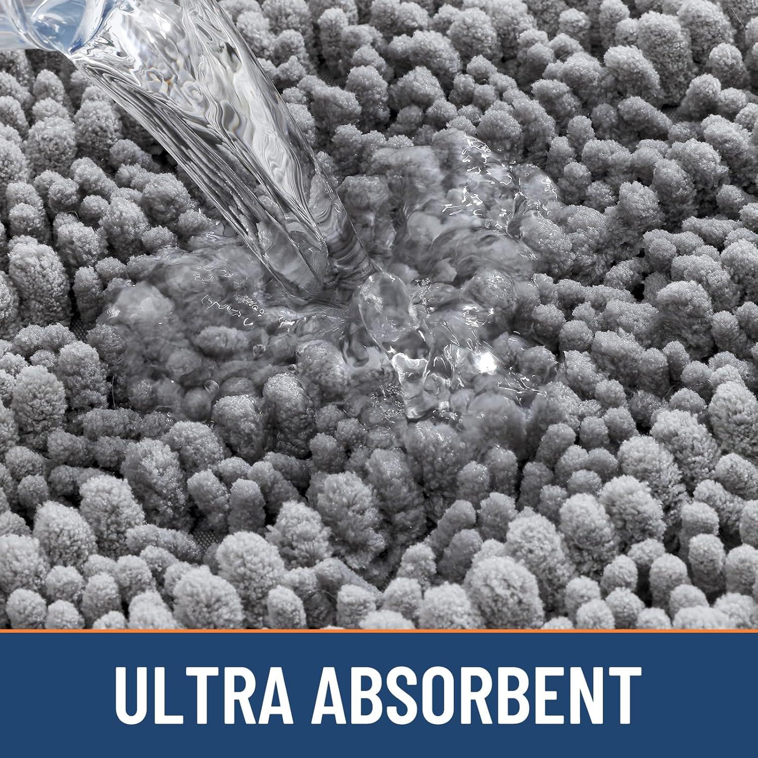 Alfombrilla de baño Smiry 76x51 cm Chenilla Gris Antideslizante