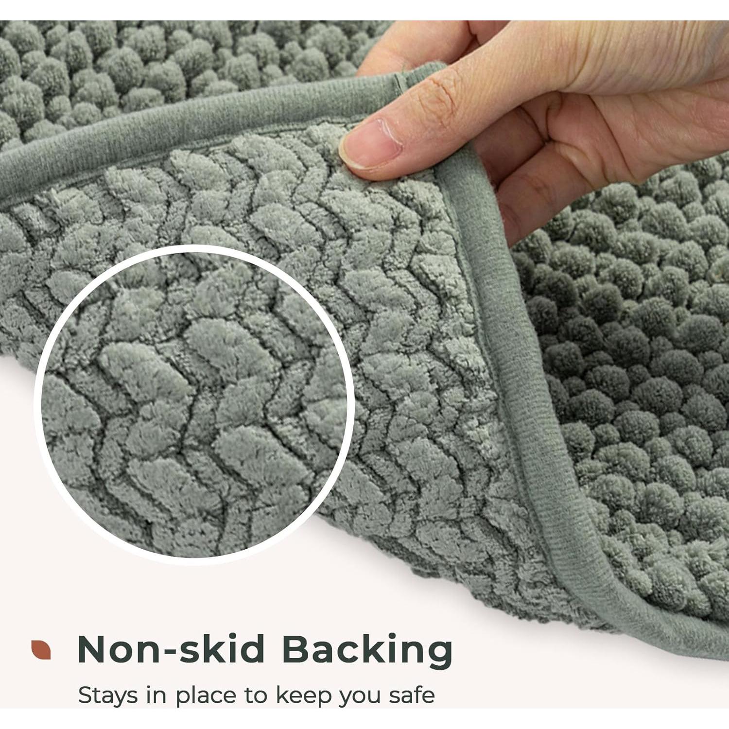 Alfombrillas de Baño FRESCO MENTA 2 Piezas Chenille Verde Salvia