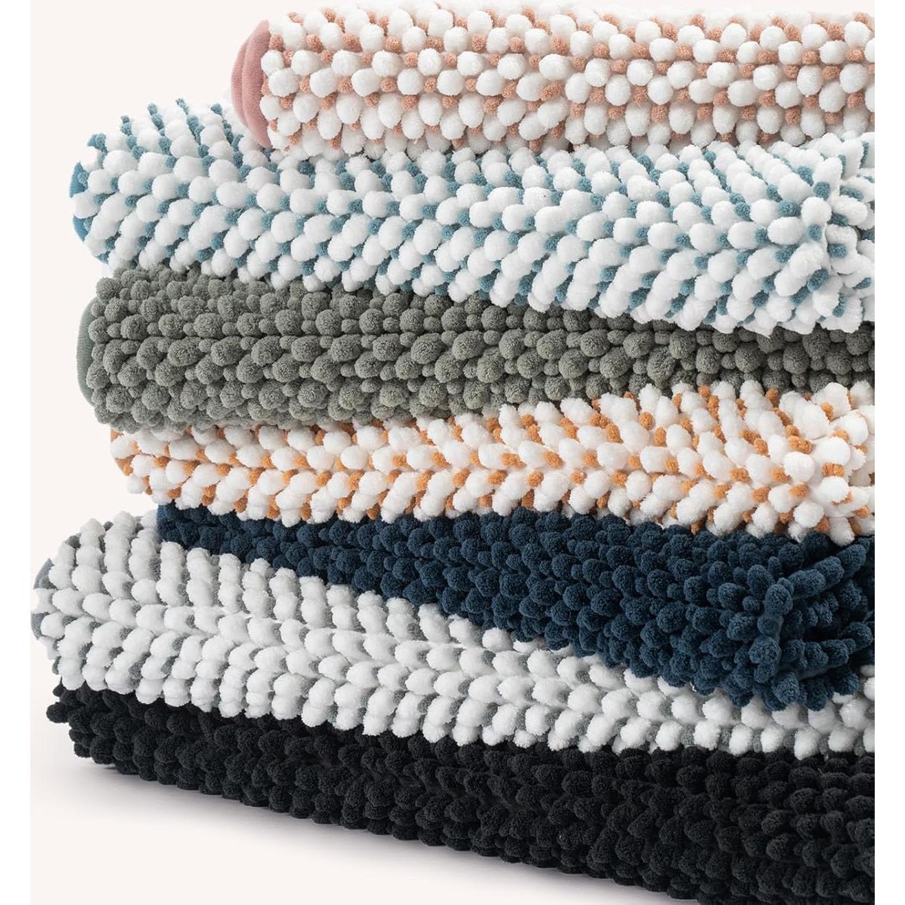 Alfombrillas de Baño FRESCO MENTA 2 Piezas Chenille Verde Salvia