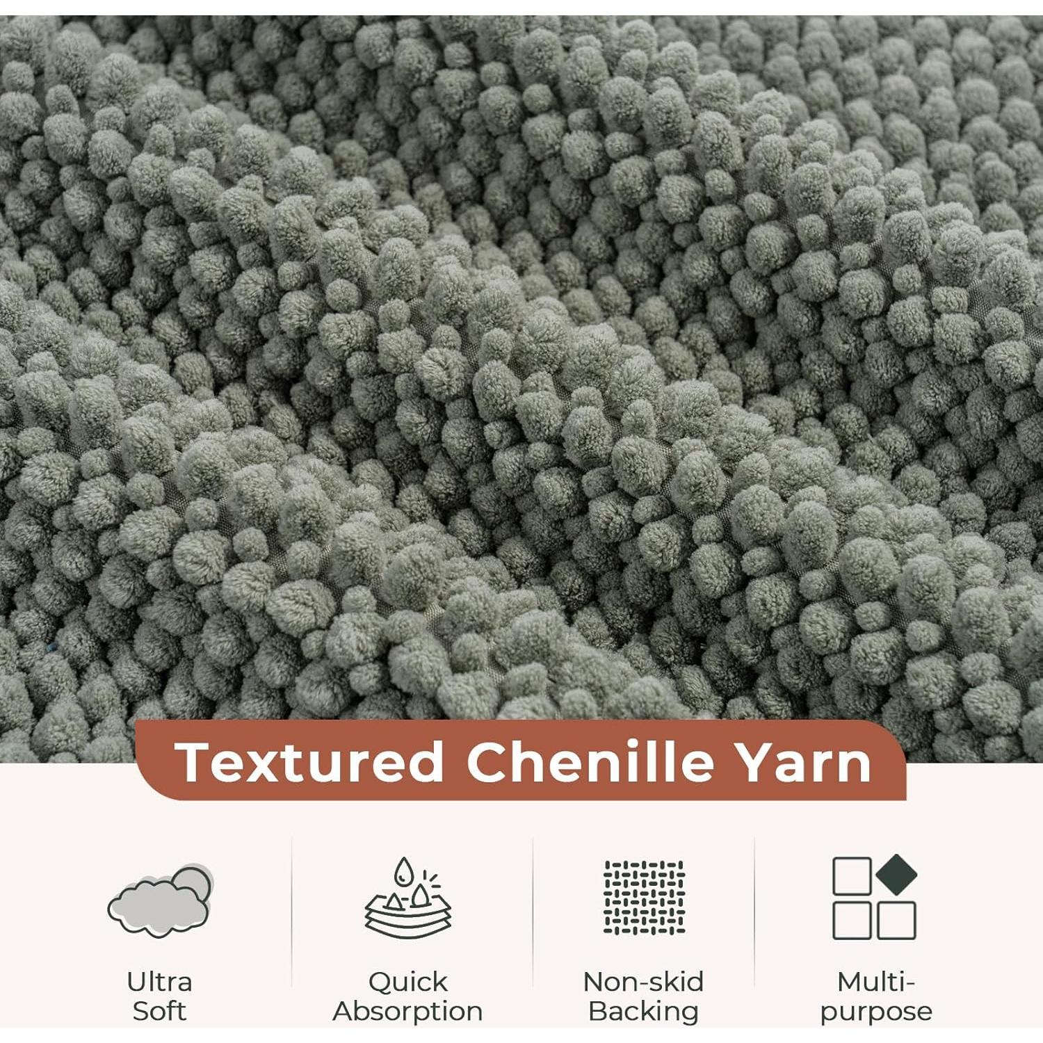 Alfombrillas de Baño FRESCO MENTA 2 Piezas Chenille Verde Salvia