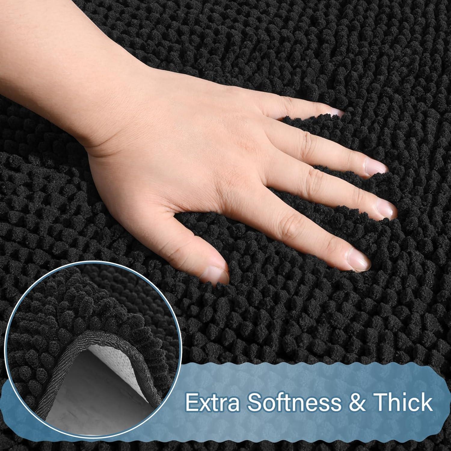 Conjunto de Alfombrillas de Baño AROGAN 2 Piezas Chenille Negro