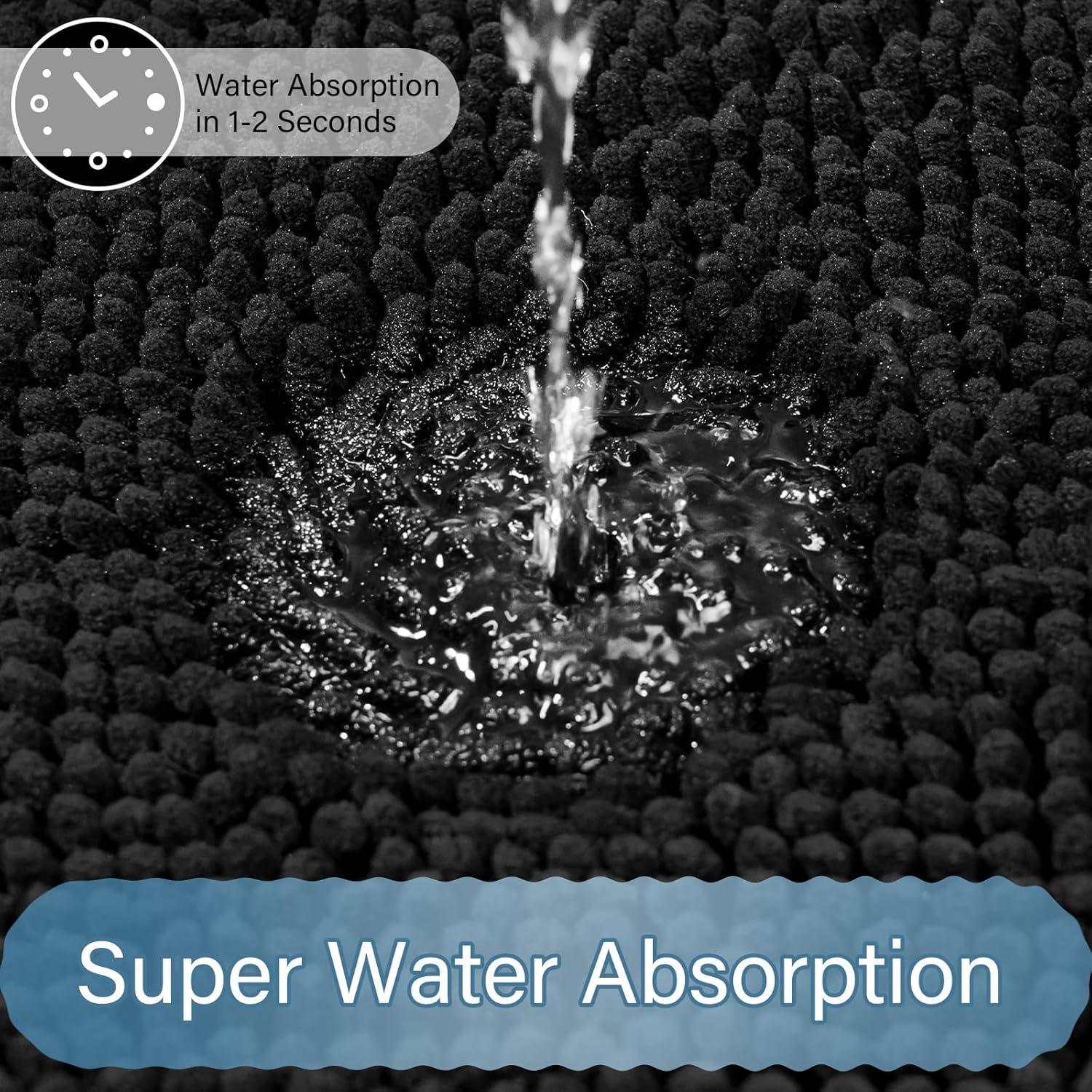 Conjunto de Alfombrillas de Baño AROGAN 2 Piezas Chenille Negro