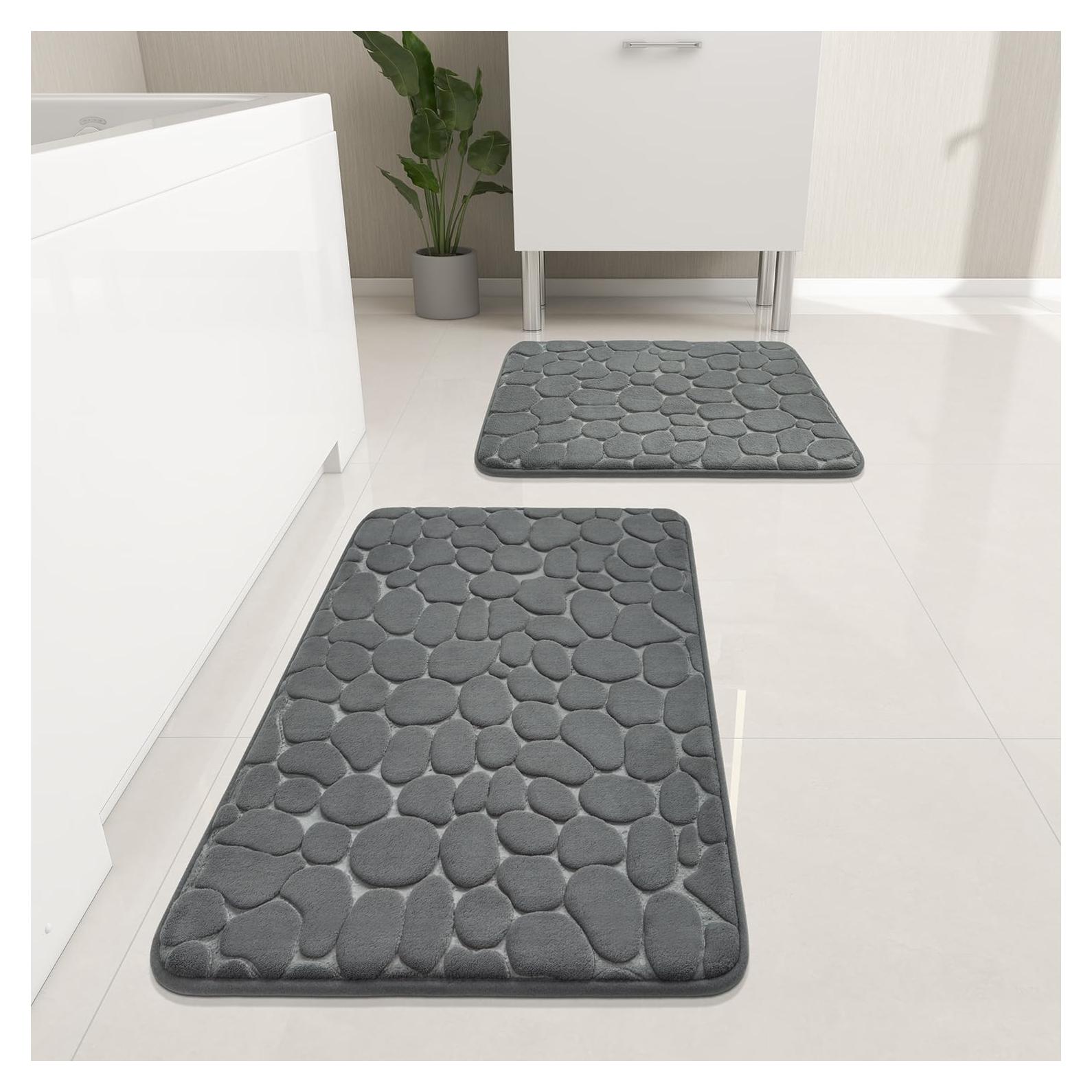 Conjunto de Alfombrillas de Baño YIHOUSE 2 Piezas Gris Oscuro