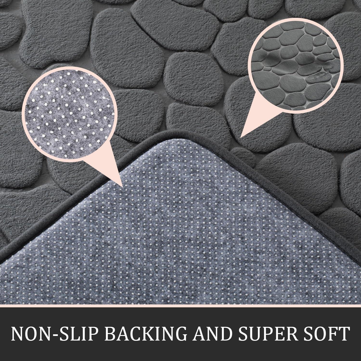 Conjunto de Alfombrillas de Baño YIHOUSE 2 Piezas Gris Oscuro