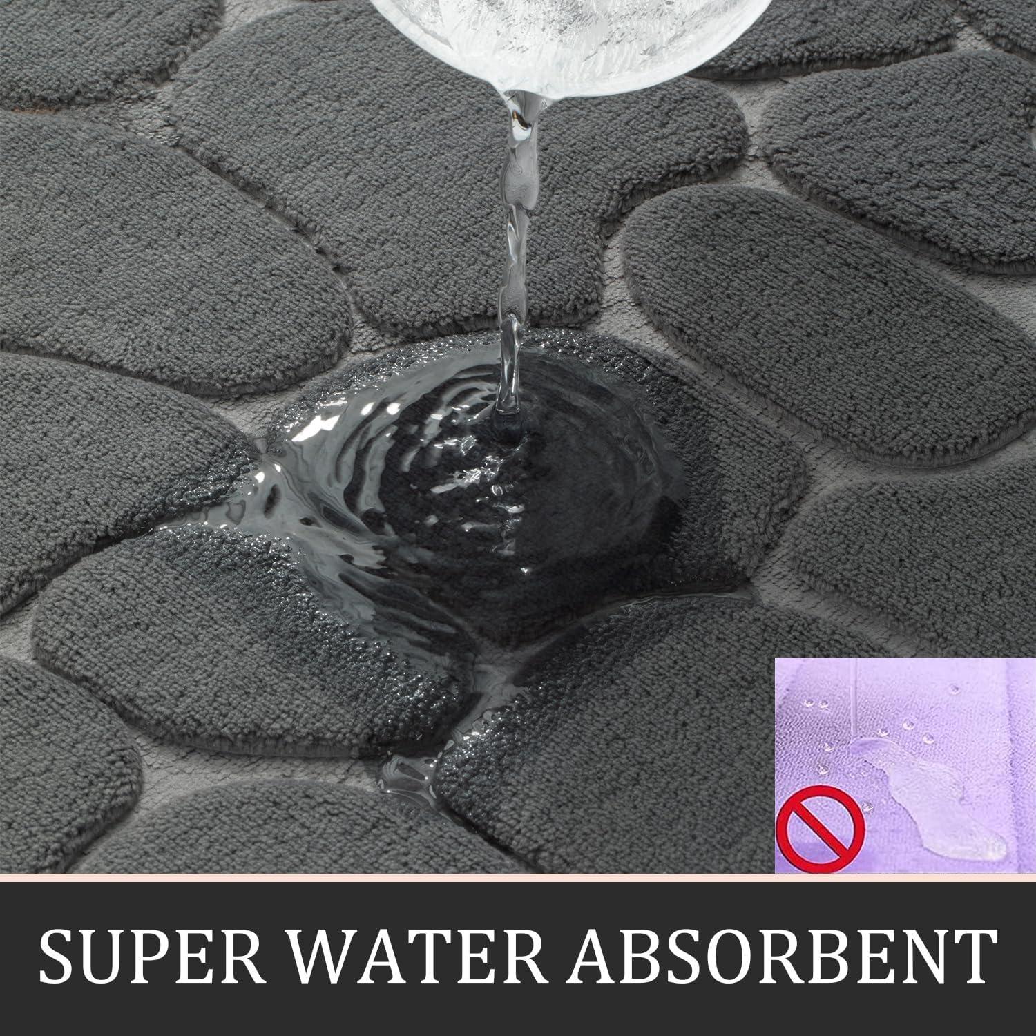 Conjunto de Alfombrillas de Baño YIHOUSE 2 Piezas Gris Oscuro