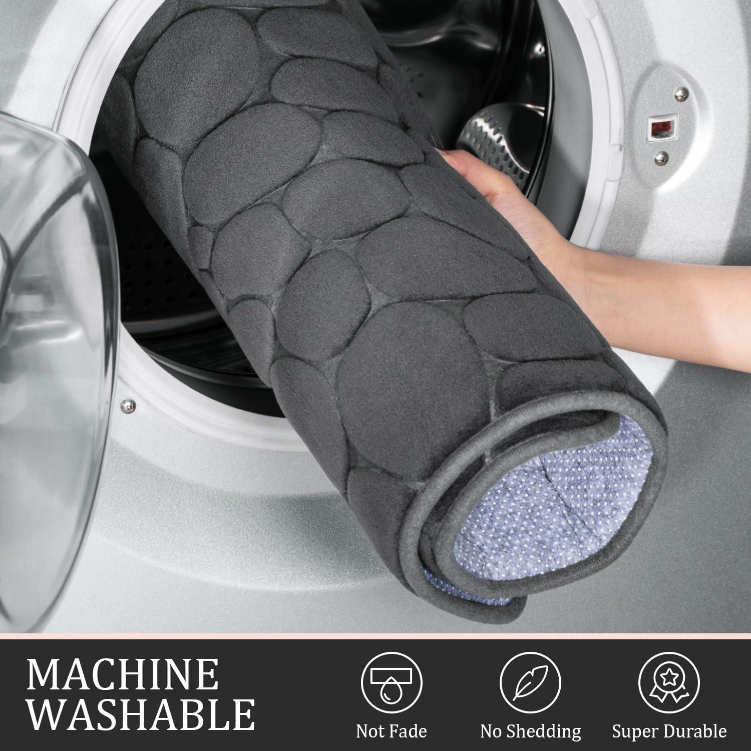 Conjunto de Alfombrillas de Baño YIHOUSE 2 Piezas Gris Oscuro