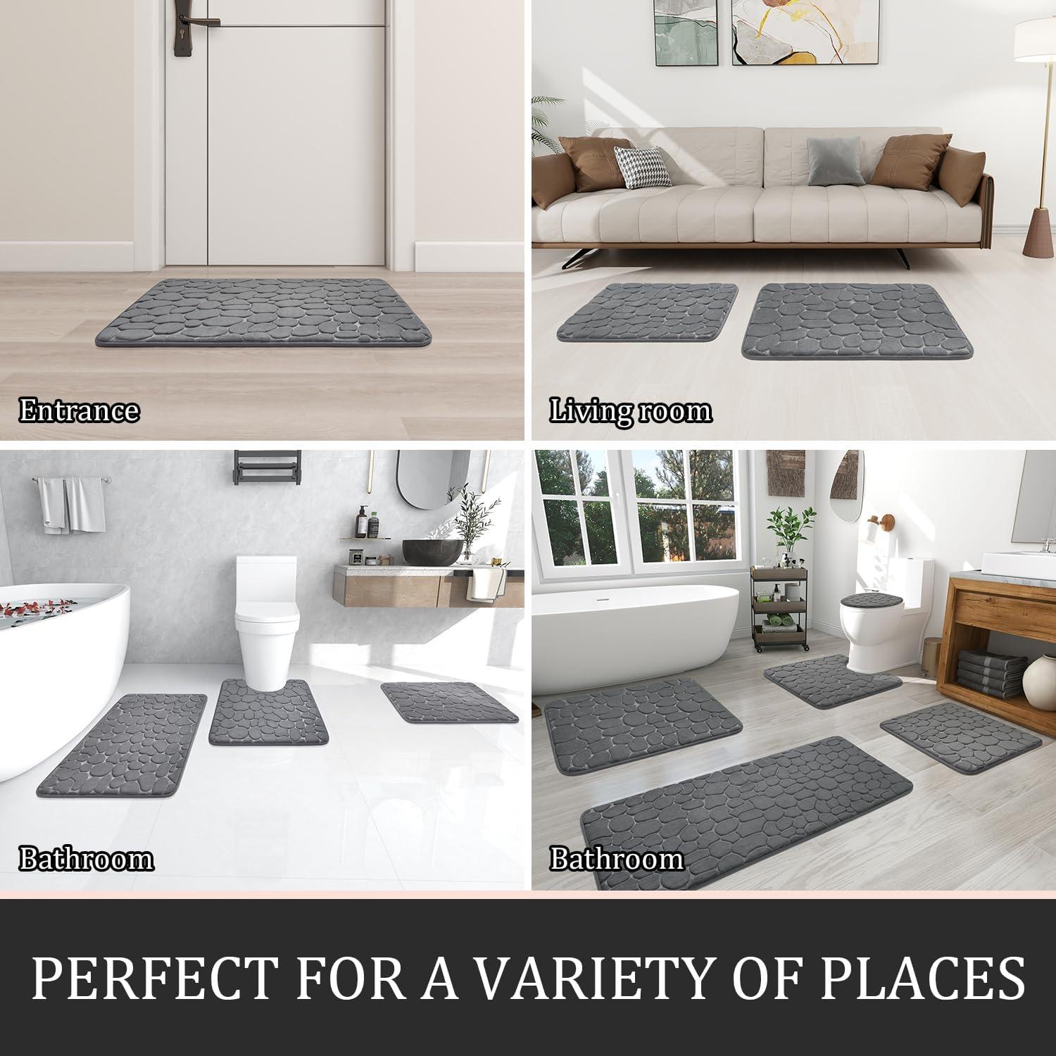 Conjunto de Alfombrillas de Baño YIHOUSE 2 Piezas Gris Oscuro