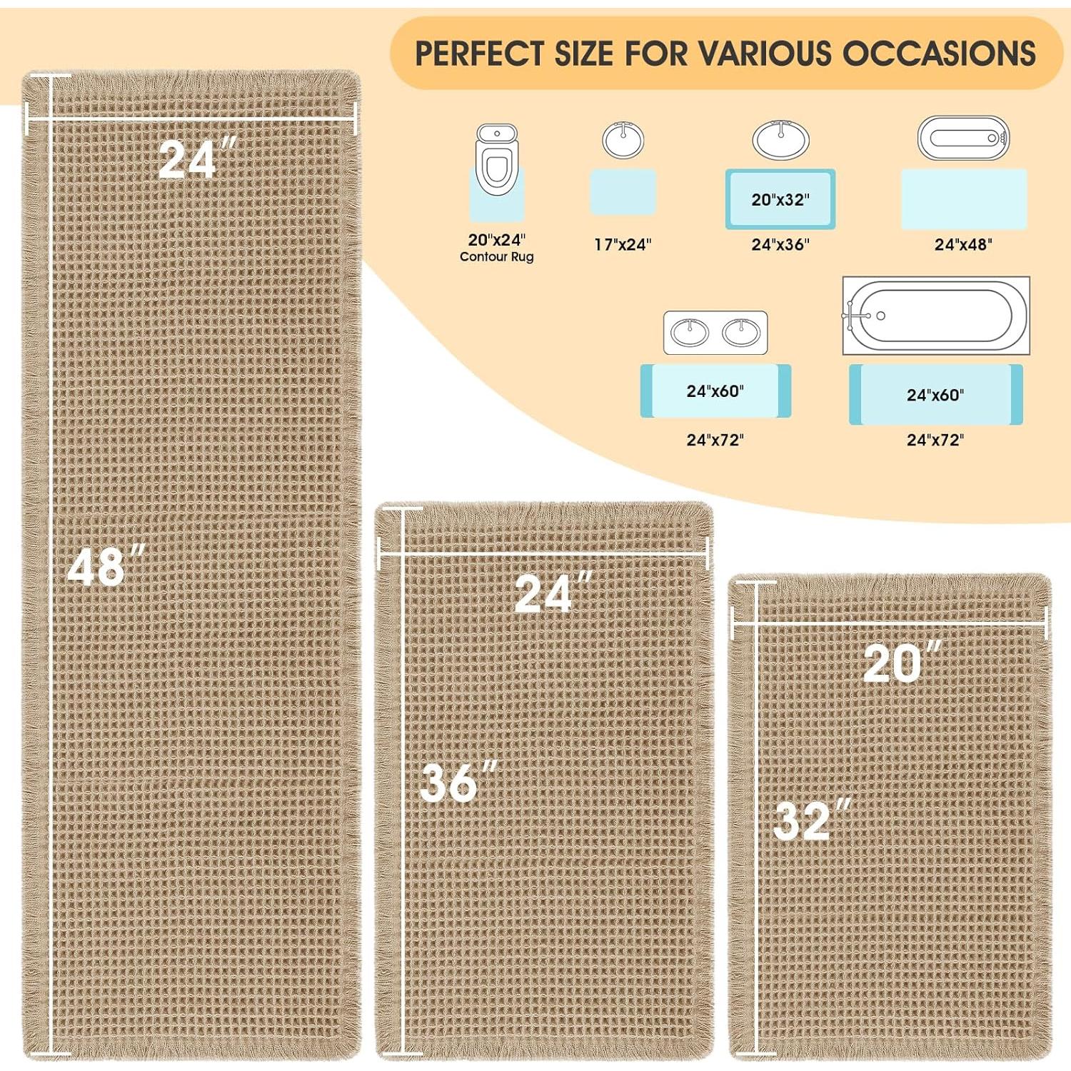 Juego de Alfombrillas de Baño IM HOME 3 Piezas Beige Antideslizante