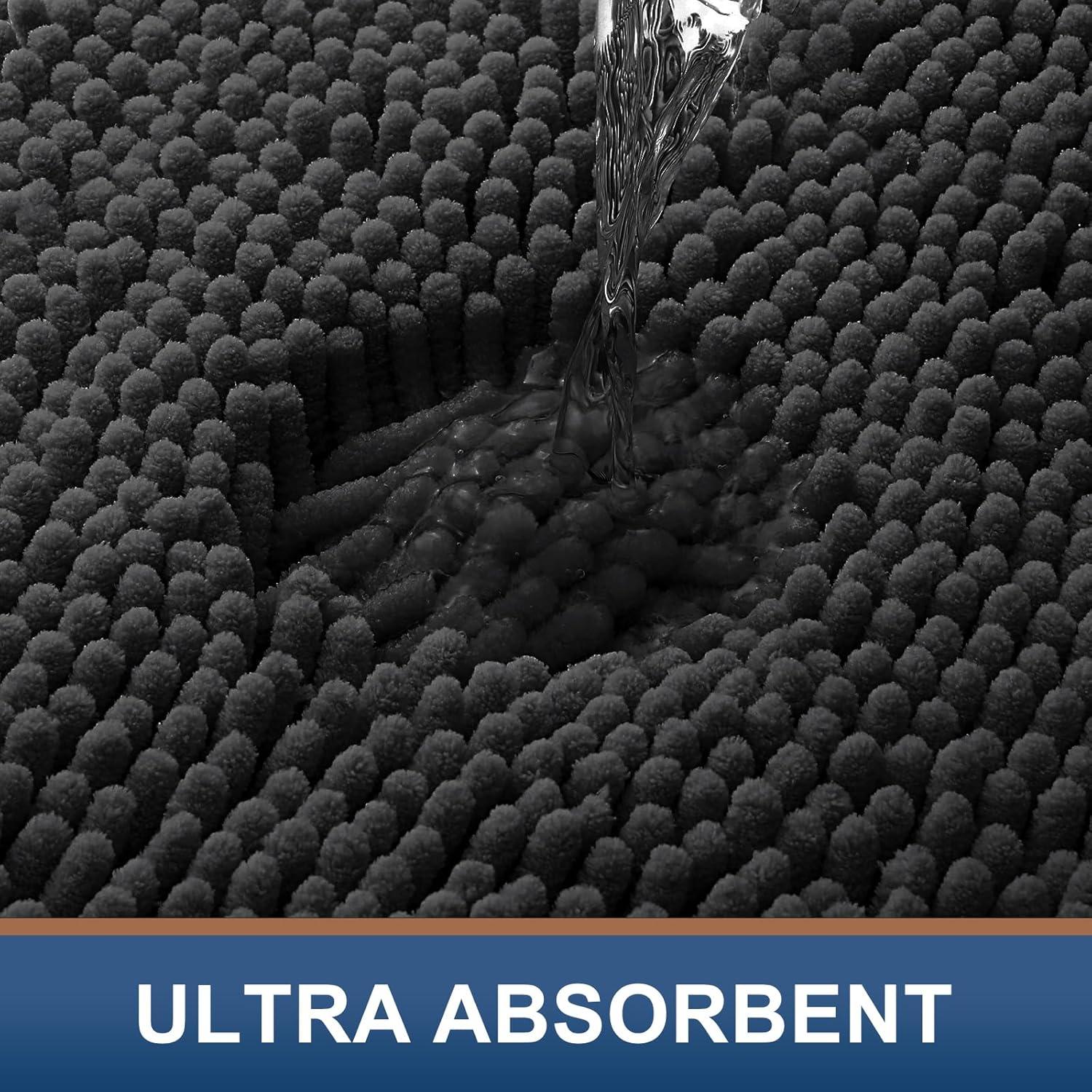 Conjunto de Alfombrillas de Baño Smiry 2 Piezas Chenille Negro