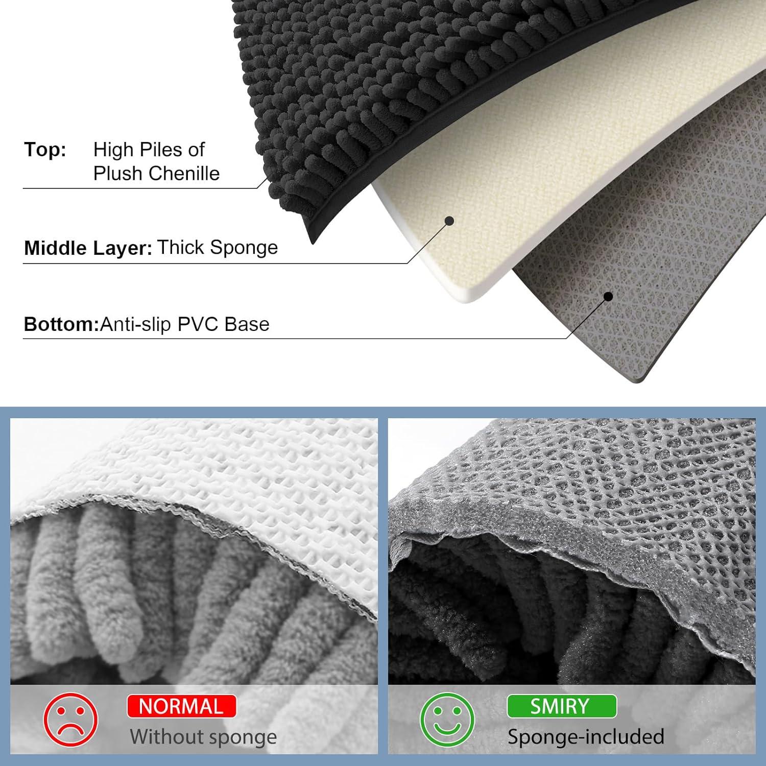 Conjunto de Alfombrillas de Baño Smiry 2 Piezas Chenille Negro