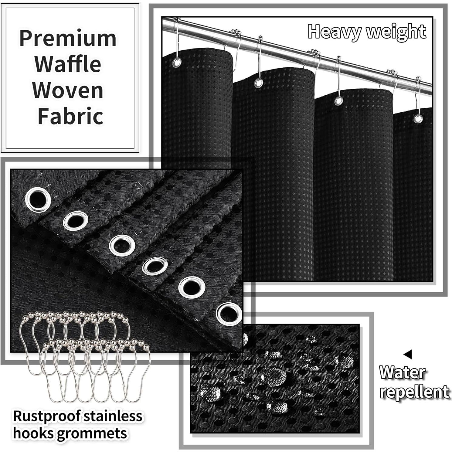 Juego de baño XLHOMO 25 piezas con cortina y alfombrillas negras