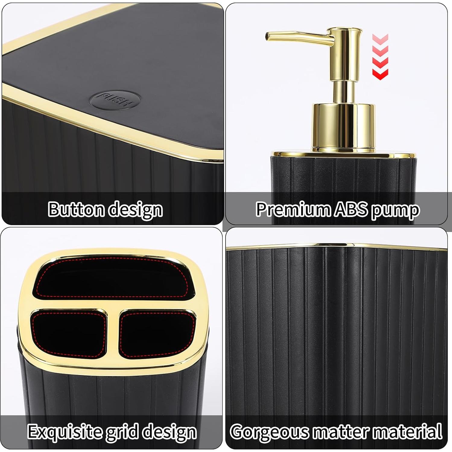 Juego de baño XLHOMO 25 piezas con cortina y alfombrillas negras