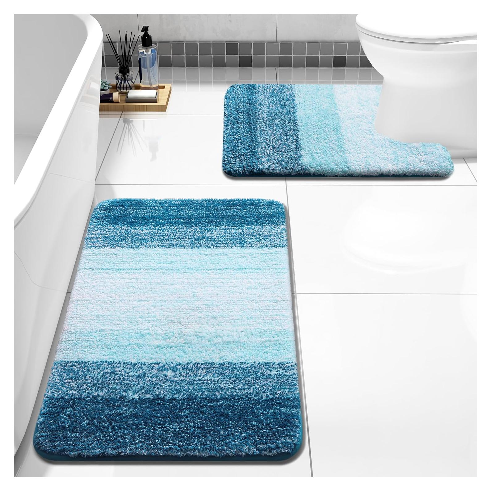 Conjunto de Alfombrillas de Baño Arotive 2 Piezas Microfibra Azul