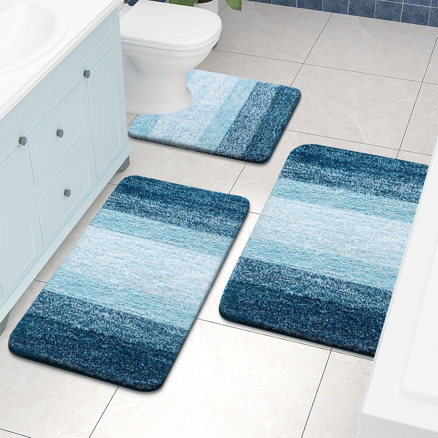Conjunto de Alfombrillas de Baño Arotive 2 Piezas Microfibra Azul