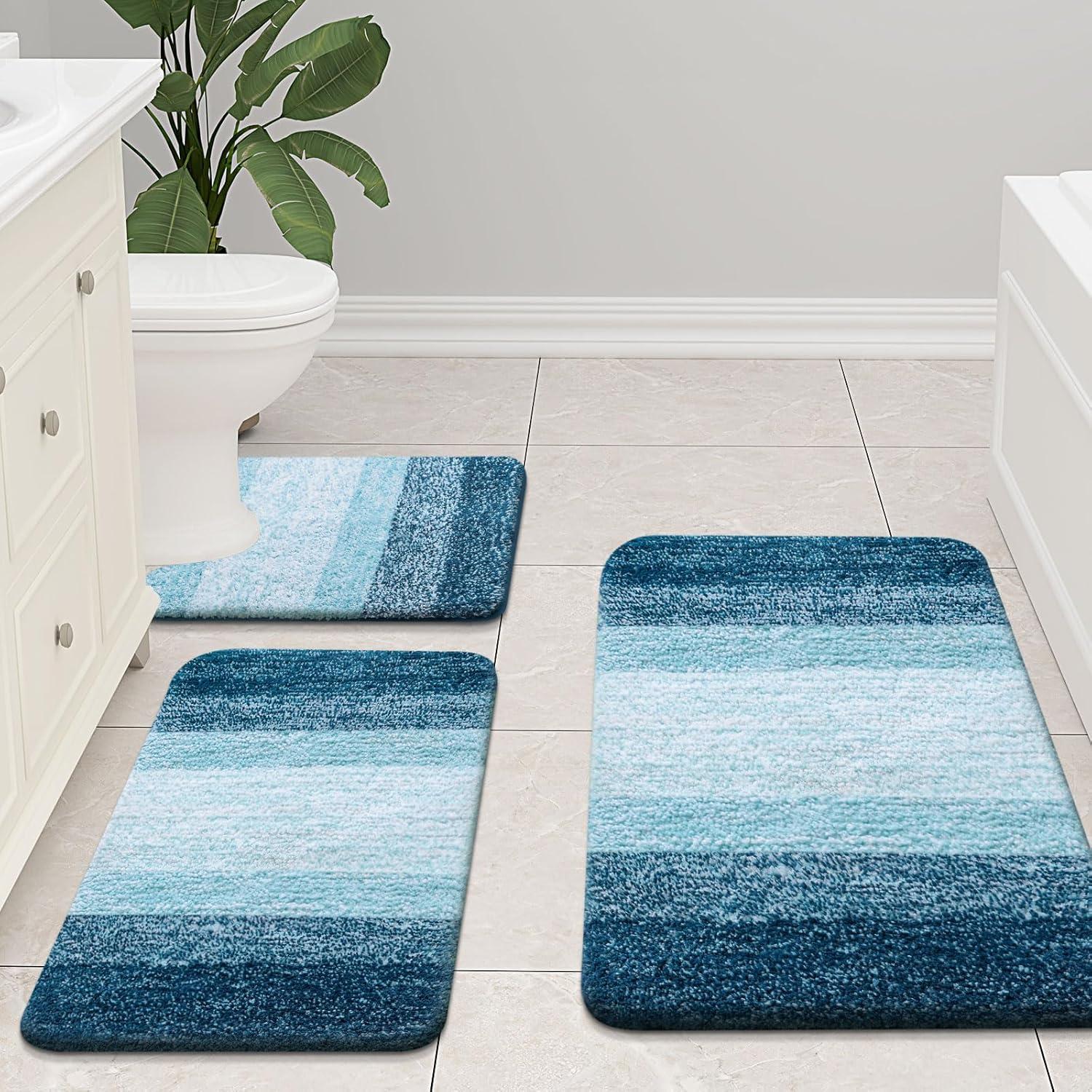 Conjunto de Alfombrillas de Baño Arotive 2 Piezas Microfibra Azul