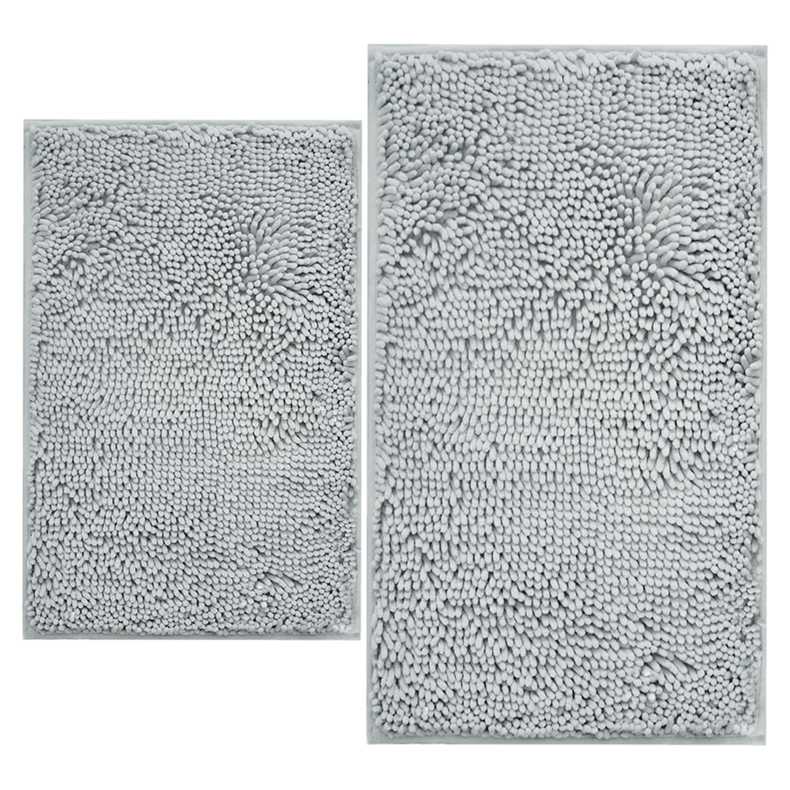 Conjunto de Alfombrillas de Baño BOANKODU 2 Piezas Gris Claro