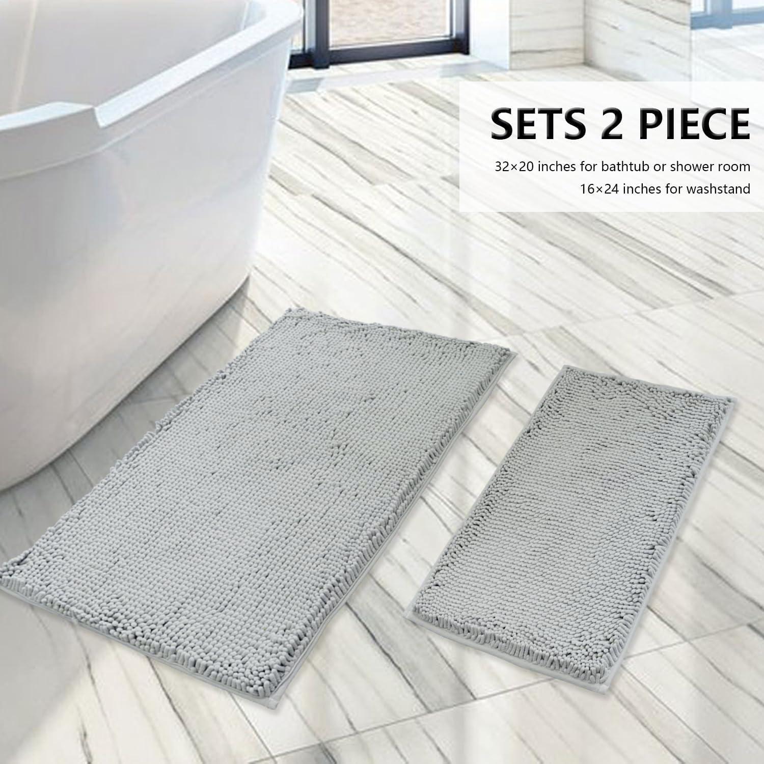 Conjunto de Alfombrillas de Baño BOANKODU 2 Piezas Gris Claro
