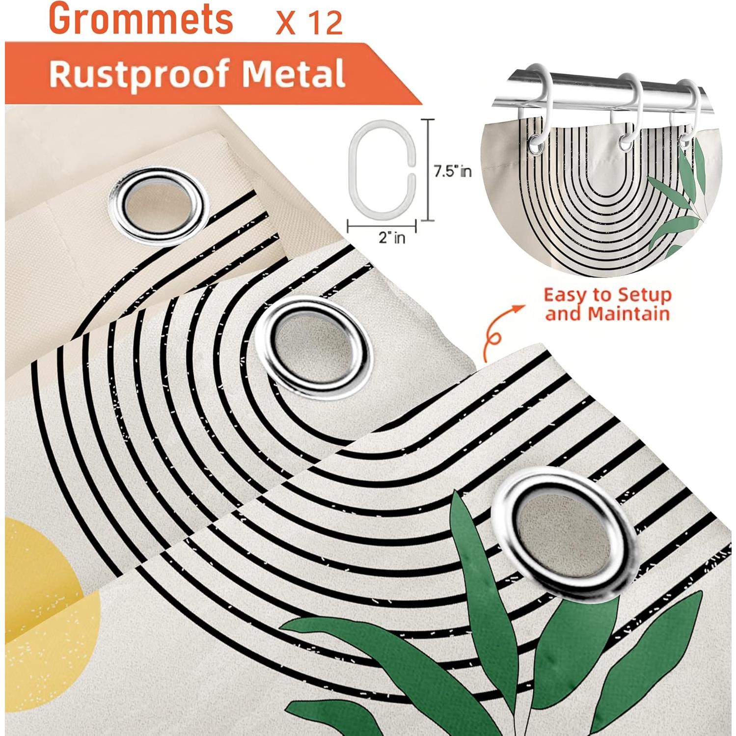 Juego de Cortinas de Ducha FZDHHY Retro Naranja 4 Piezas