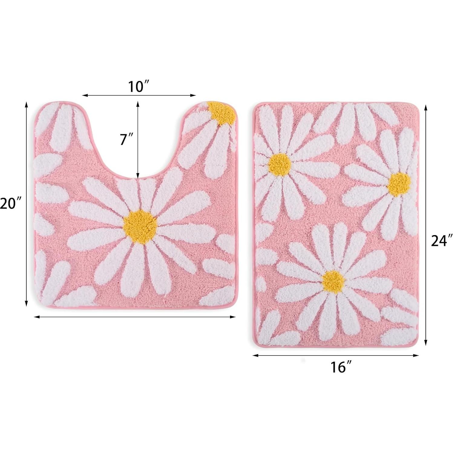 Conjunto de Alfombrillas de Baño QJHOMO 2 Piezas Rosa Antideslizante