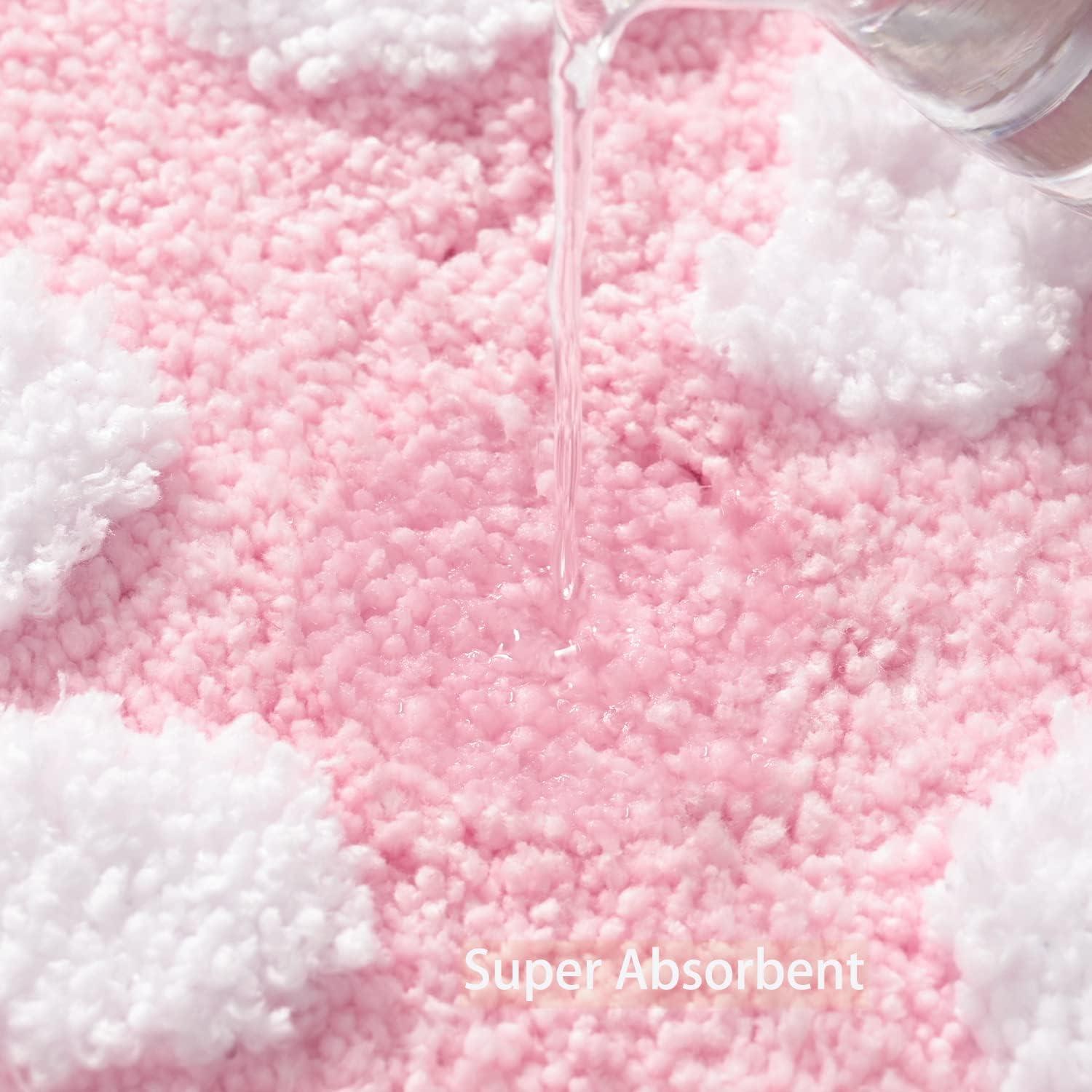 Conjunto de Alfombrillas de Baño QJHOMO 2 Piezas Rosa Antideslizante