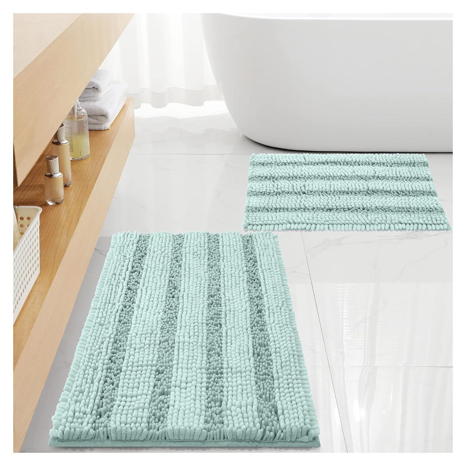 Conjunto de Alfombrillas de Baño Antideslizantes FLOLEOPA 2 Piezas Azul Spa